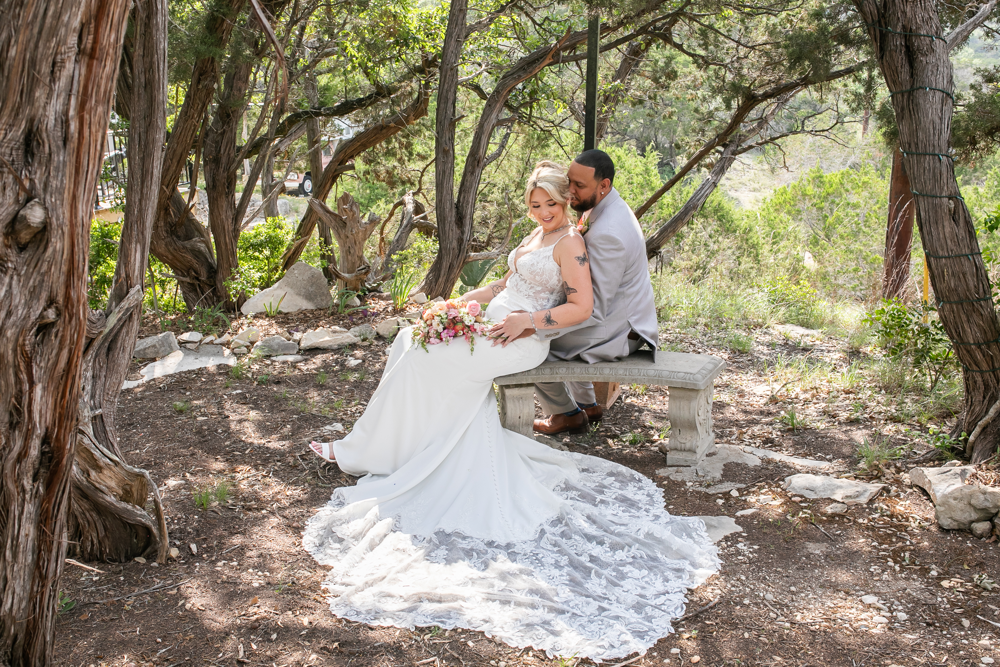 Intimate outdoor wedding ceremony setting in Austin