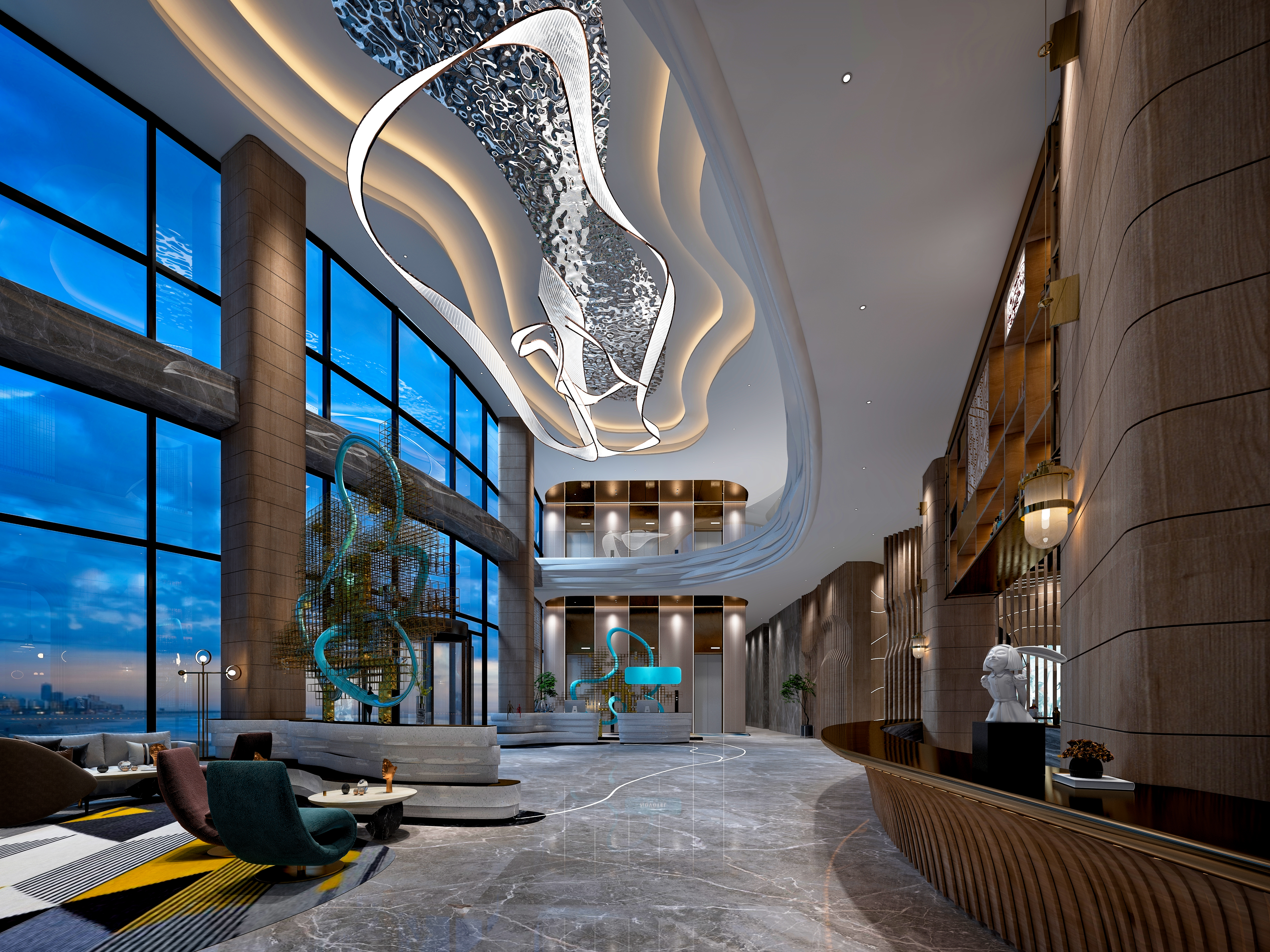 3d render of luxury hotel reception and lobby 4918faf3fde4e0f61faa