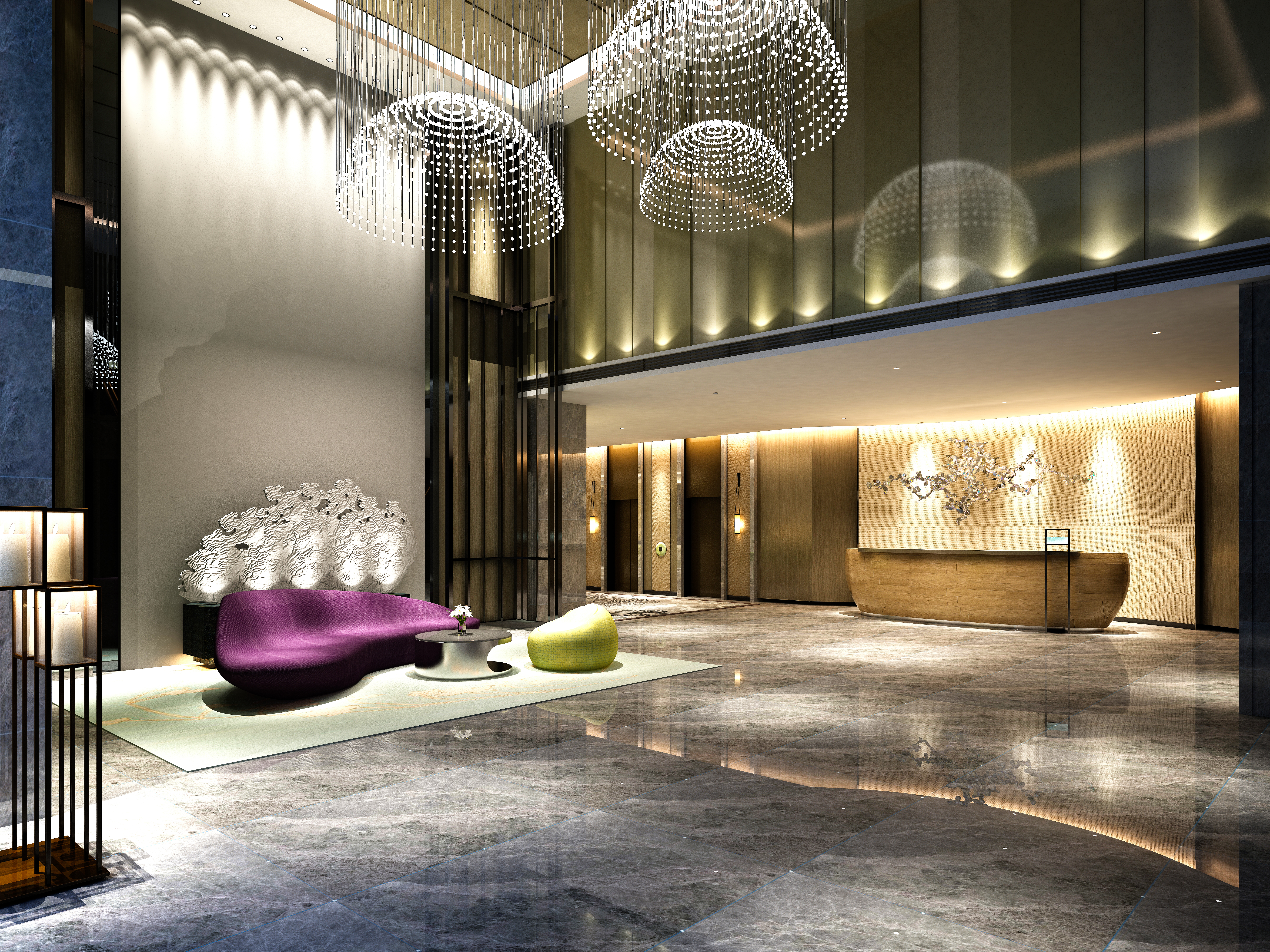 3d render of luxury hotel reception and lobby e059621d71be30faa61c