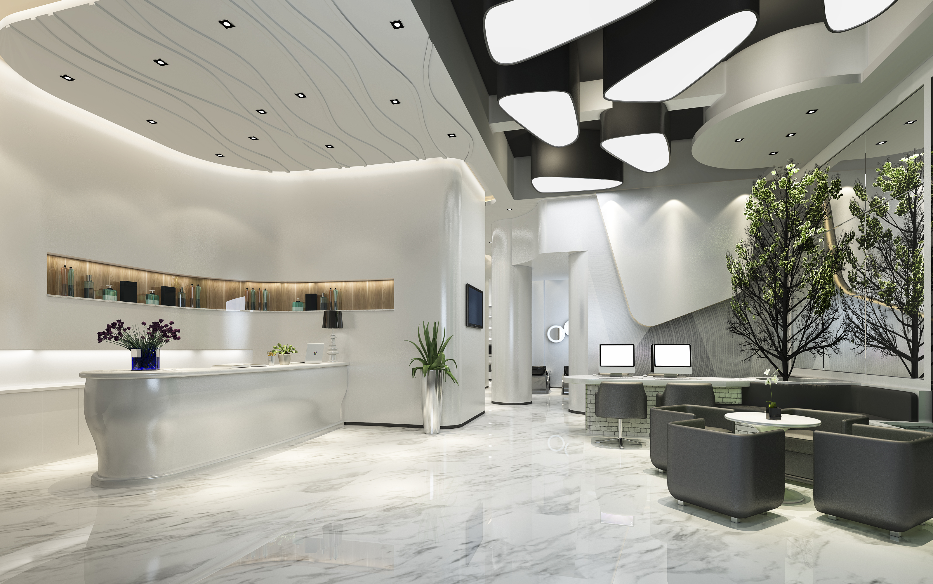 3d rendering modern luxury hotel reception and lou e3db25fc335a7ea2b6be
