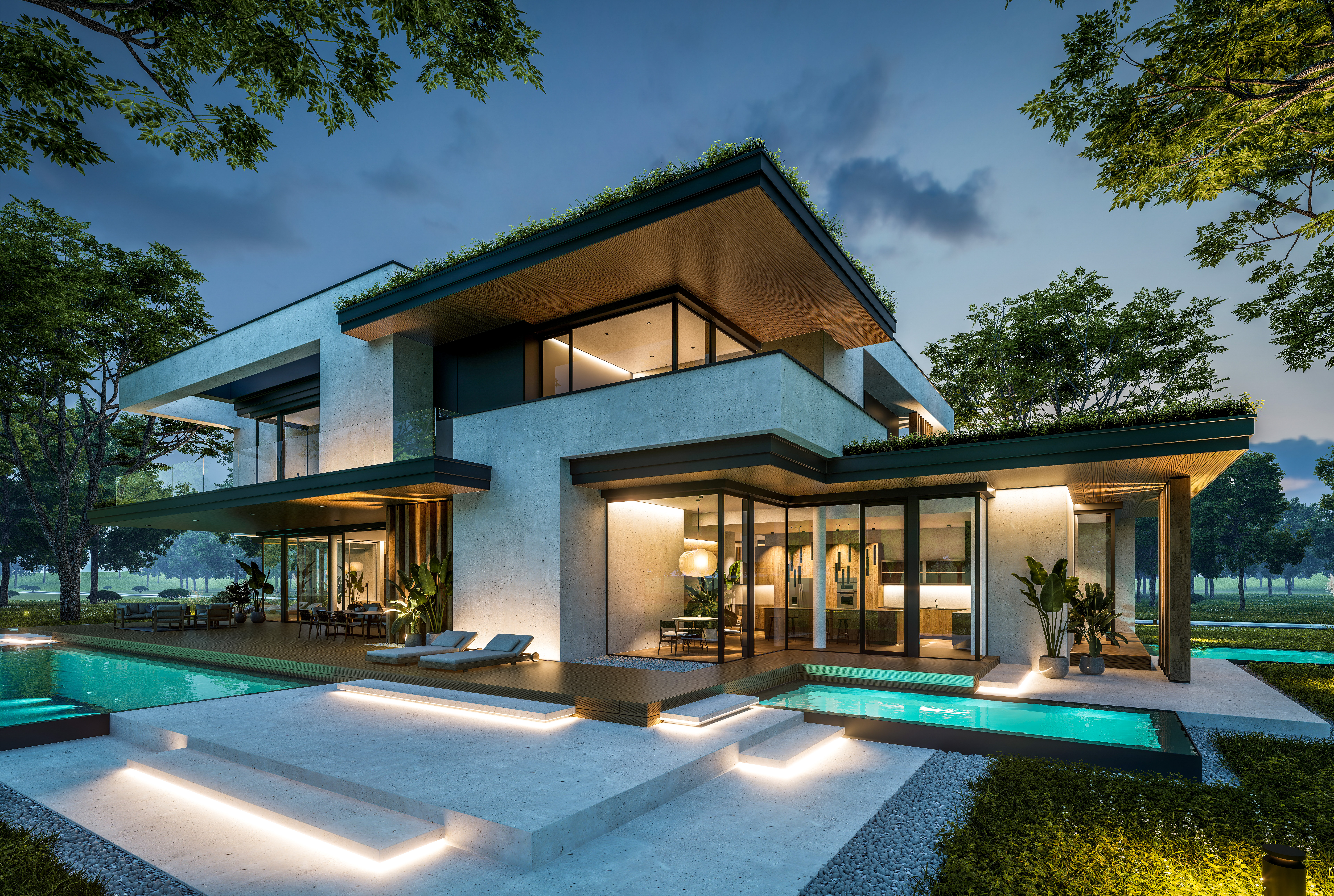 3d rendering of two story house with concrete faca 6fa7fa55dcc70f56ad85