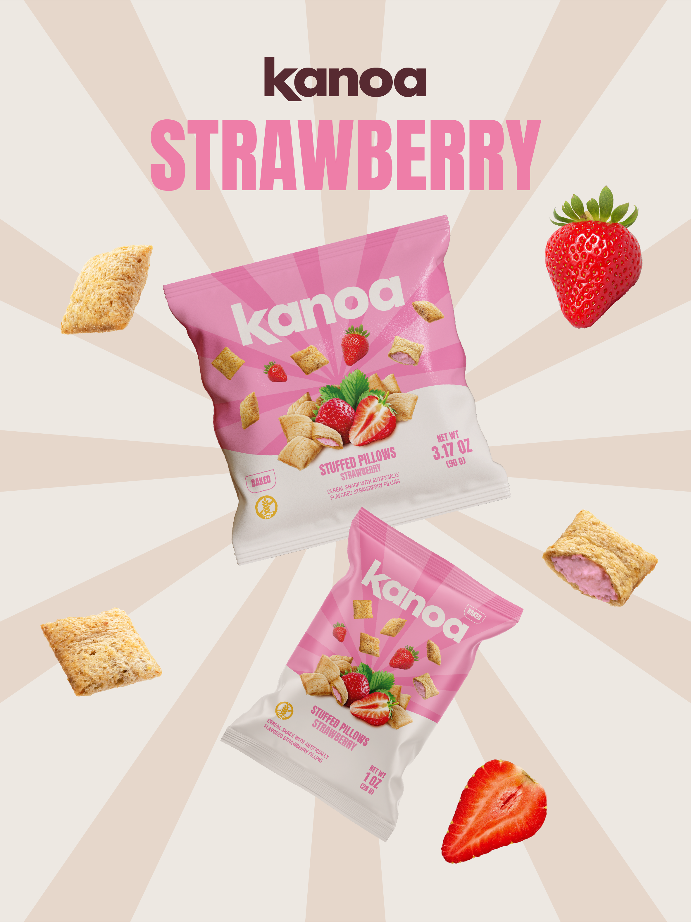 strawberry, kanoa, cereal, snack