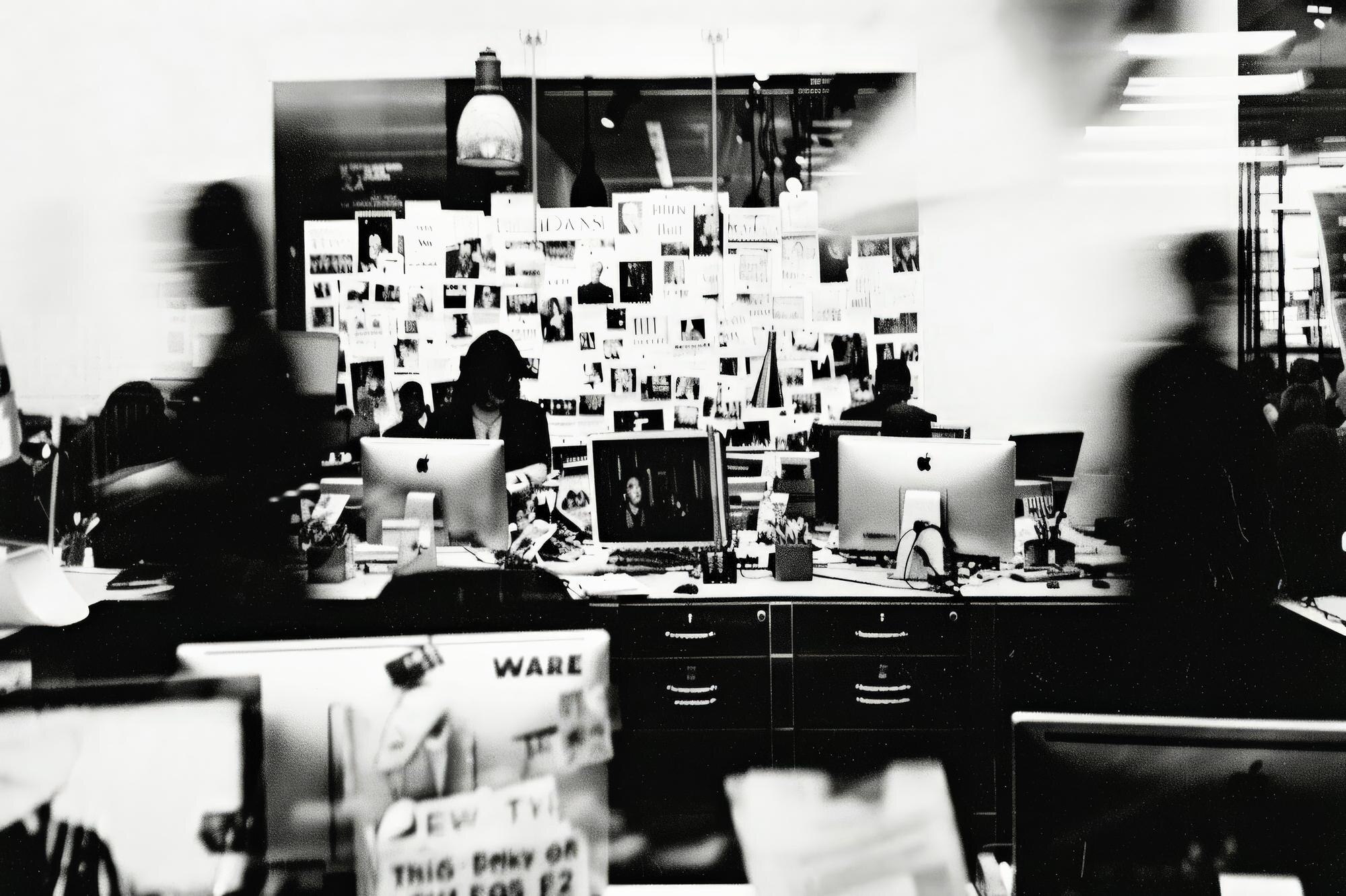 A Busy Modern Office Space With People Working At 1E04A46A89555Fd4A28C