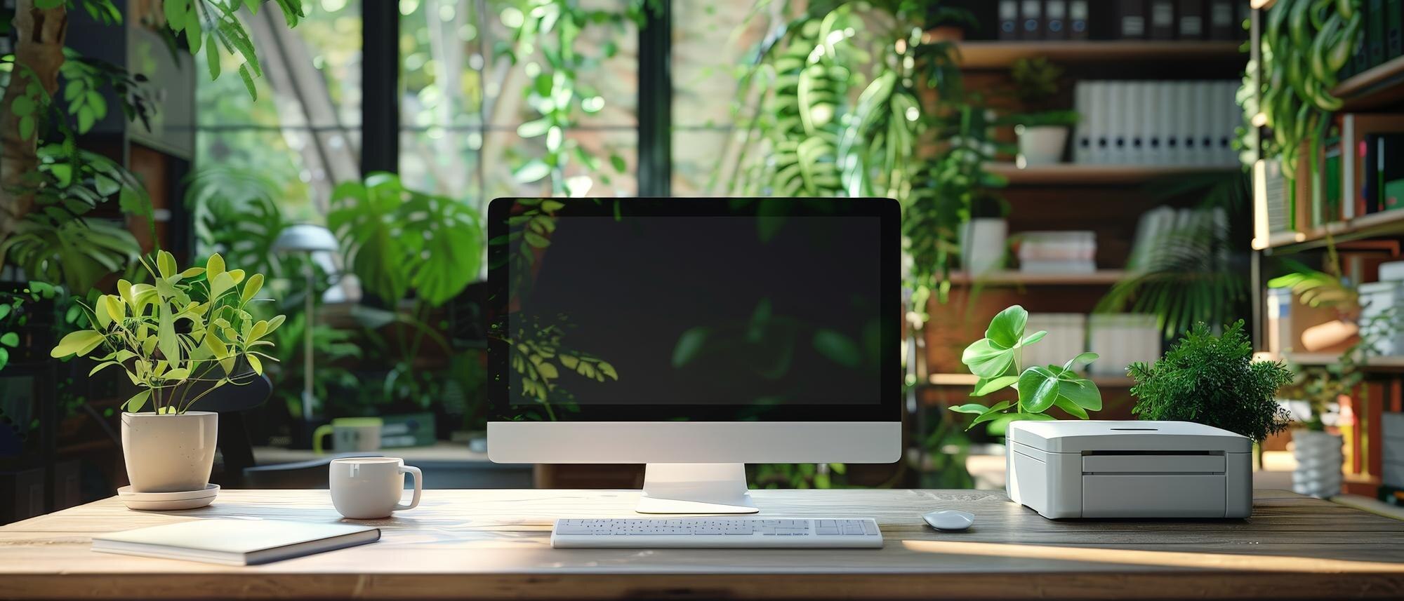a computer monitor sits on a desk surrounded by pl 65dbe4d48d05c7233158