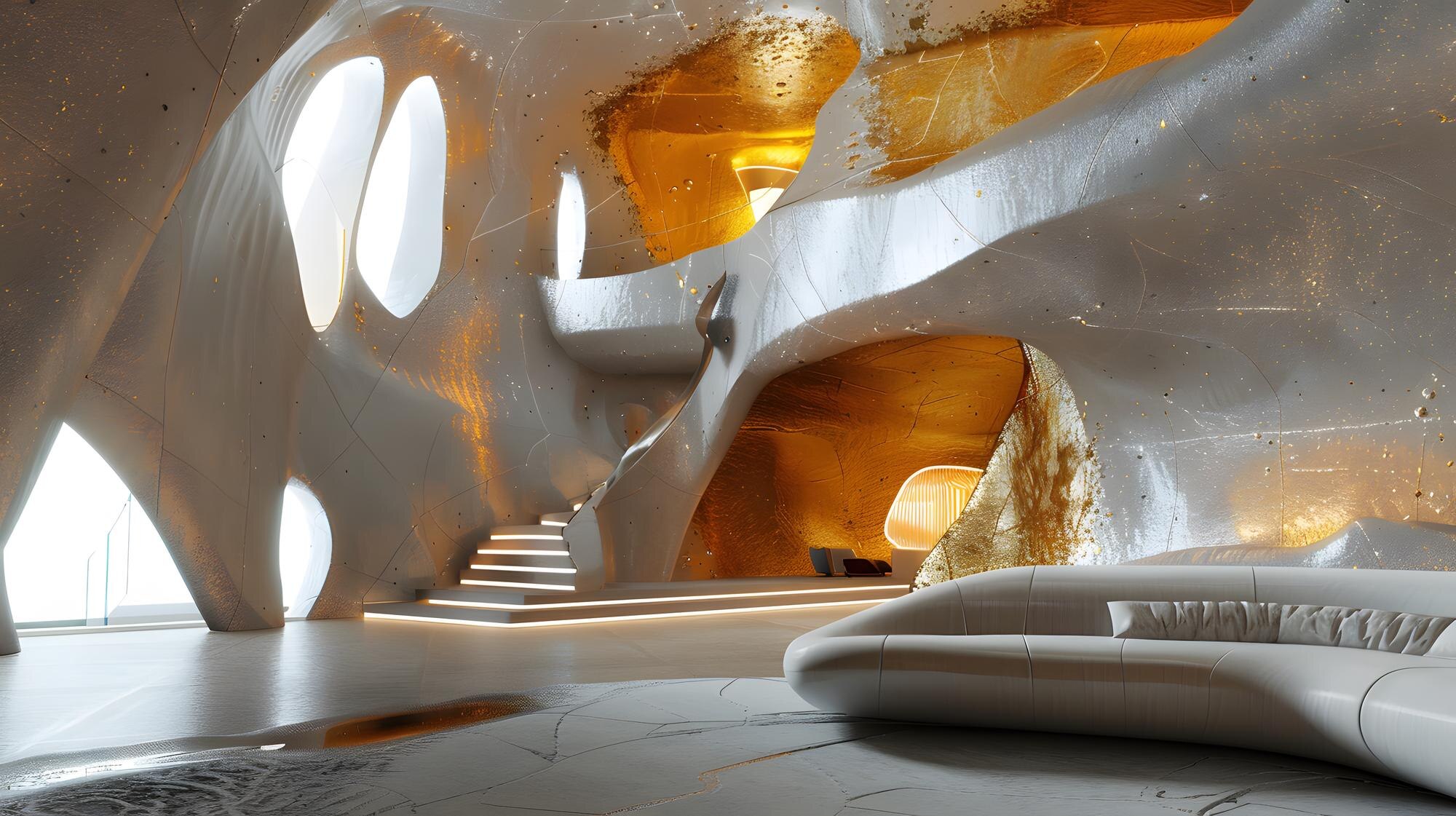 a futuristic house design with a 3d model against e8a03931d97c131d400d