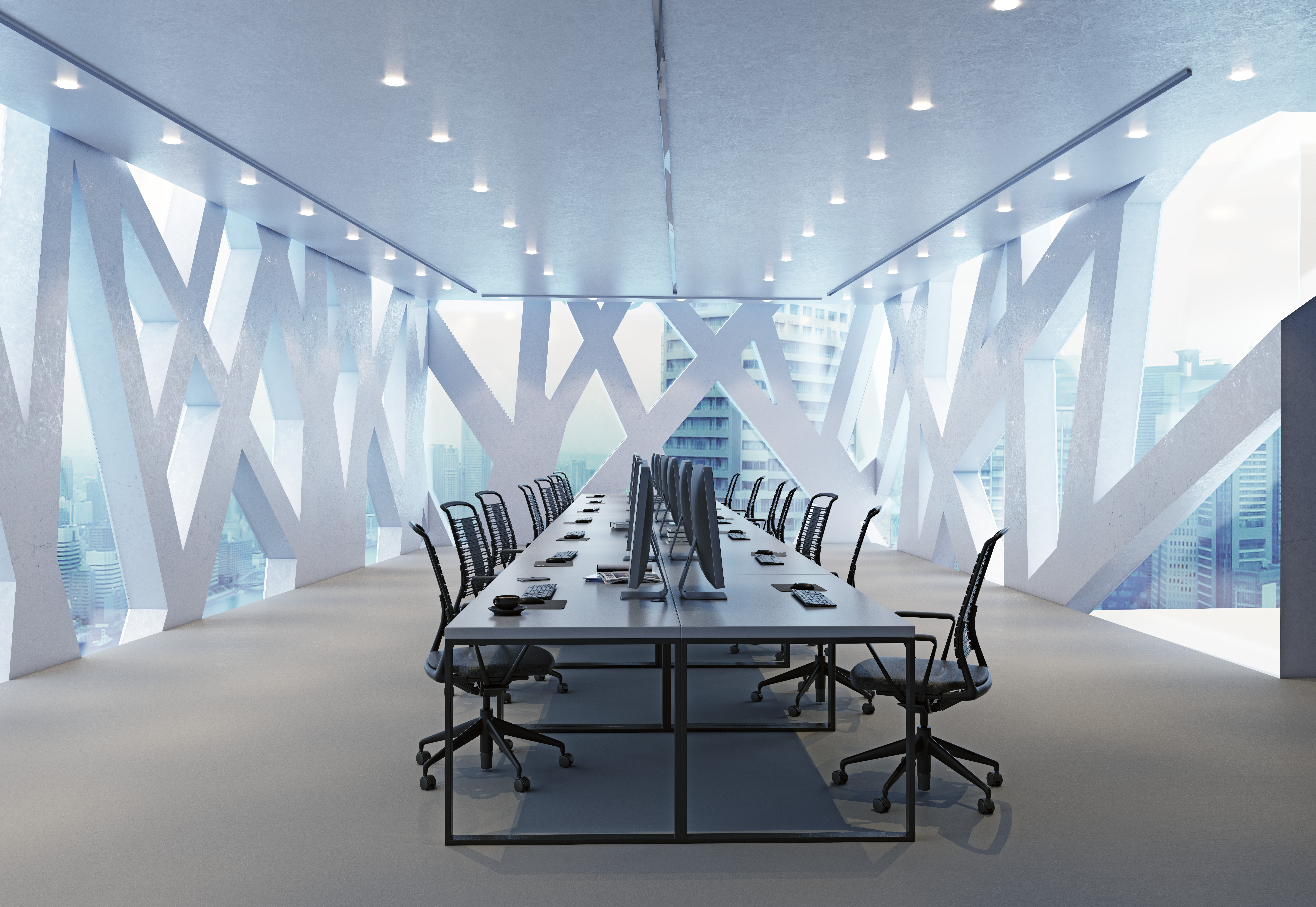a futuristic office room with geometric window 3 110eb4d261a411082ac4