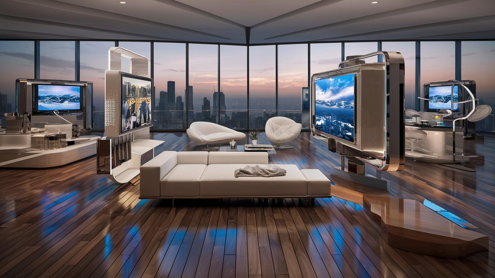 a large room with a large television and a large w fd0bcc1d1bfe3e97eee6