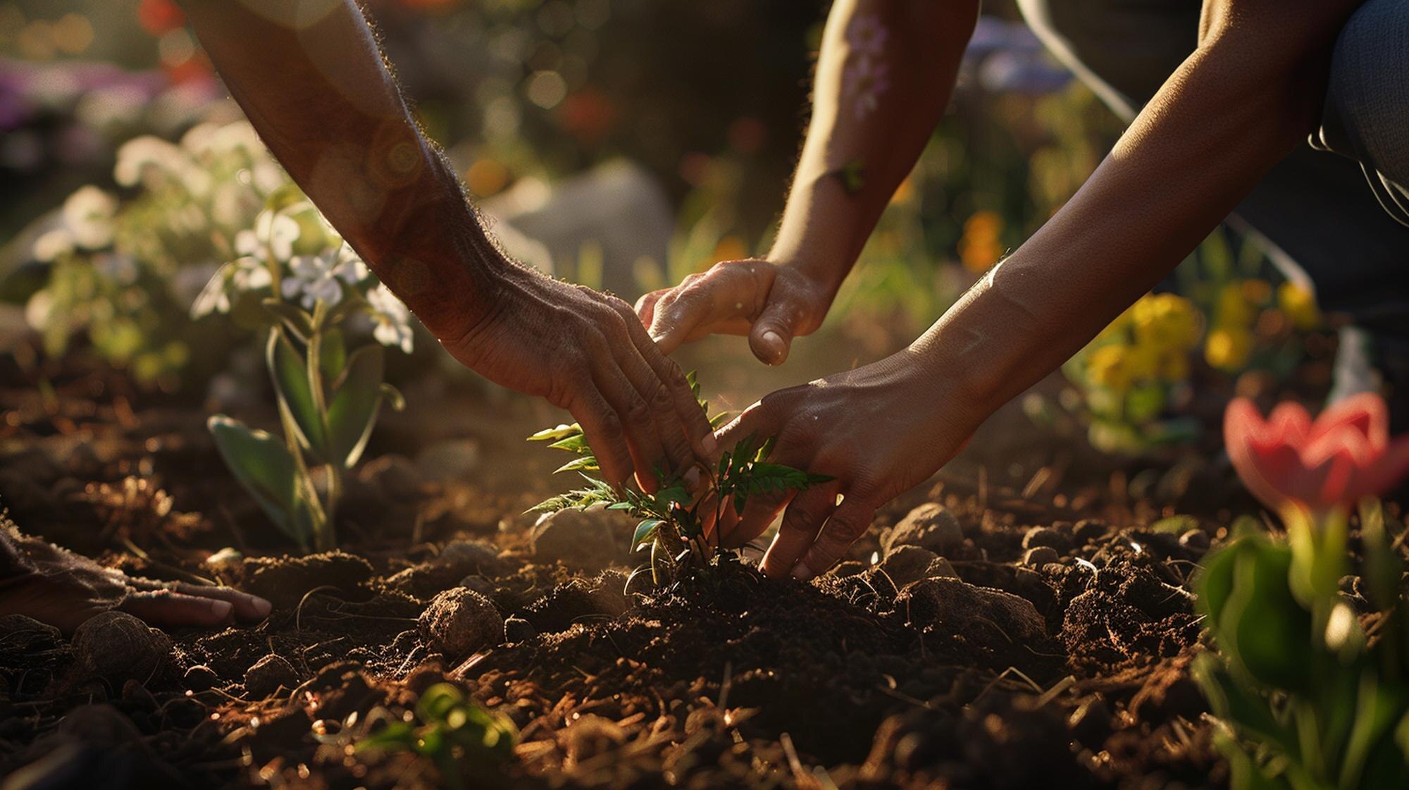 Unlocking the Secrets of Sustainable Gardening: Tips to Empower Your Green Journey A Man Is Planting A Plant In A Garden 9cb99960658d1e540f1a
