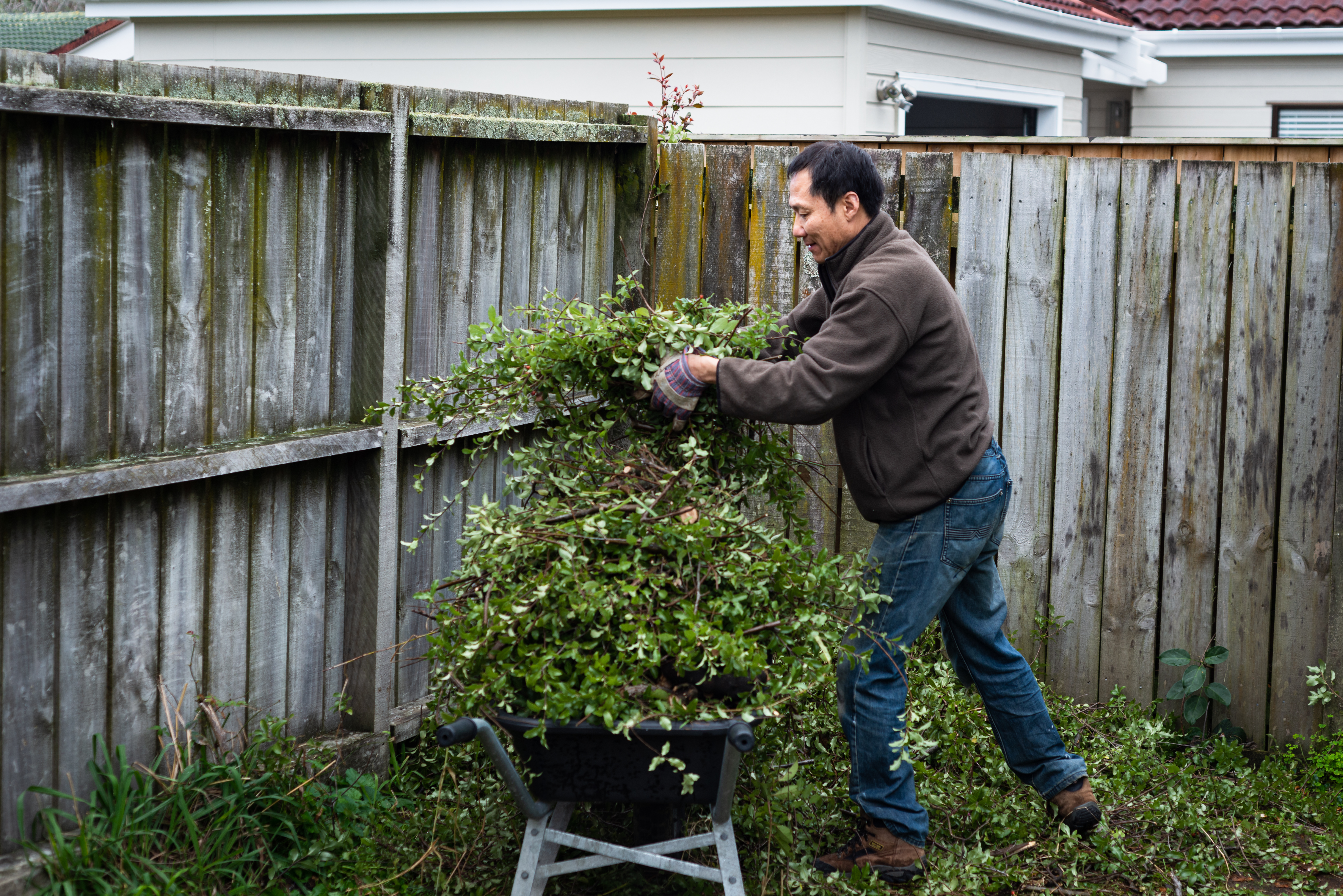 Transformative Fencing Solutions for Peace of Mind 7 a man putting trimmed woody shrubs into the wheelb 8b5359c3e28cd170bee4
