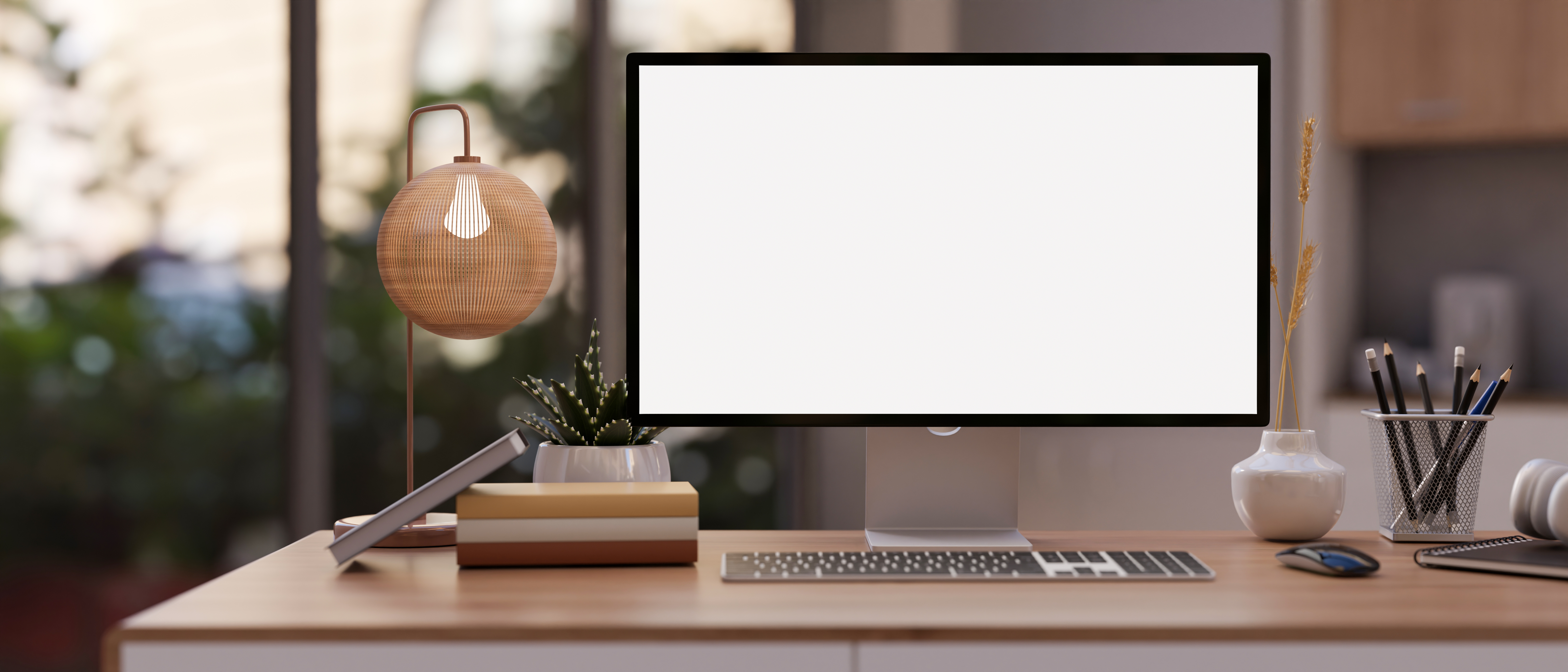 a modern office with a pc computer mockup station e3e5076ce73e1f43c260