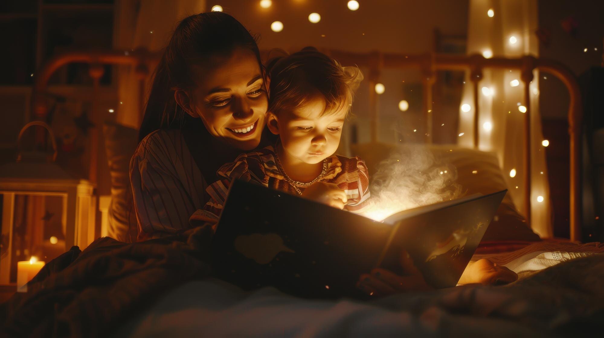 Mother and child reading