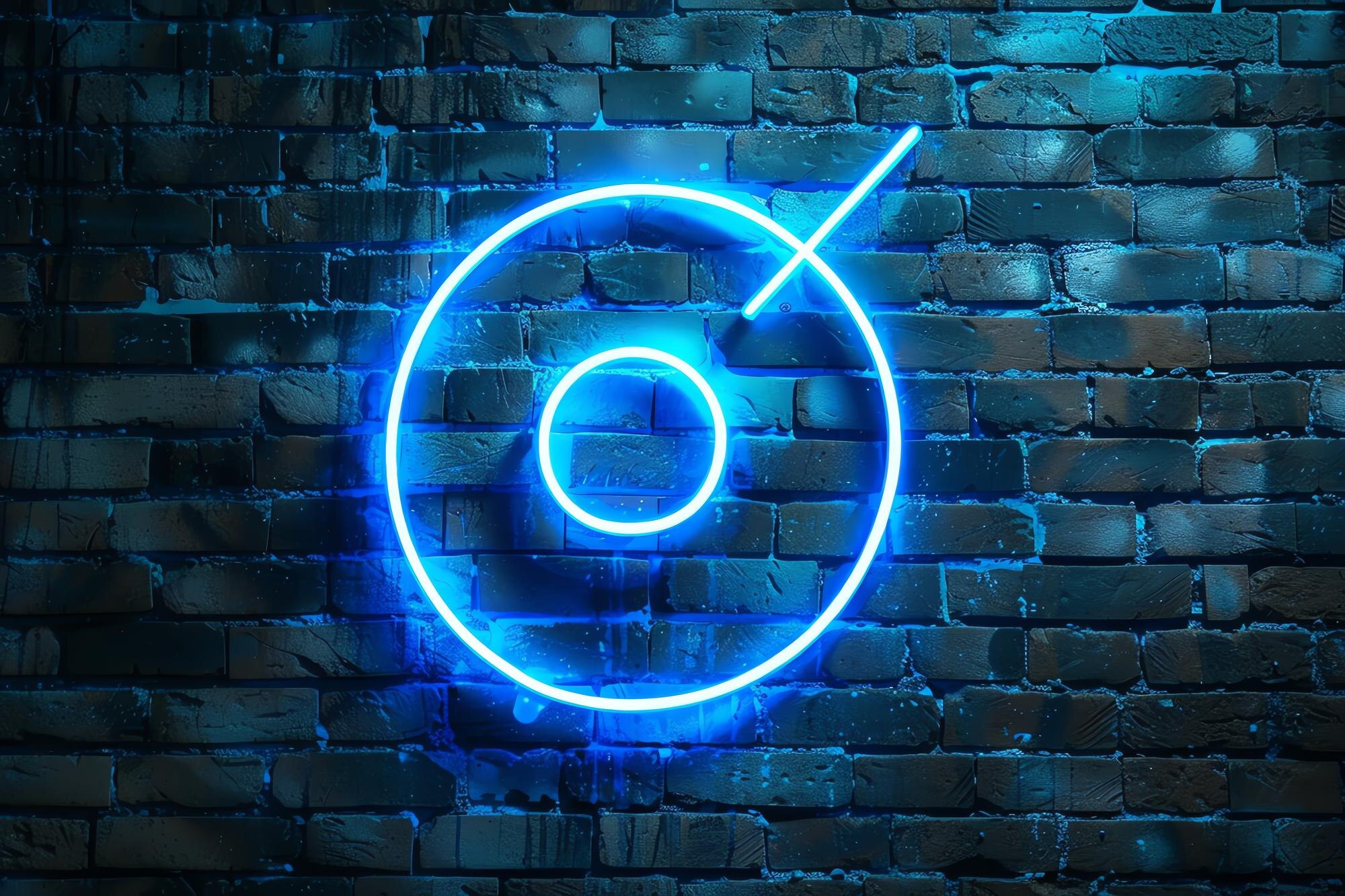 a neon sign that says o is lit up in blue e179f25e9257b75ae1a3