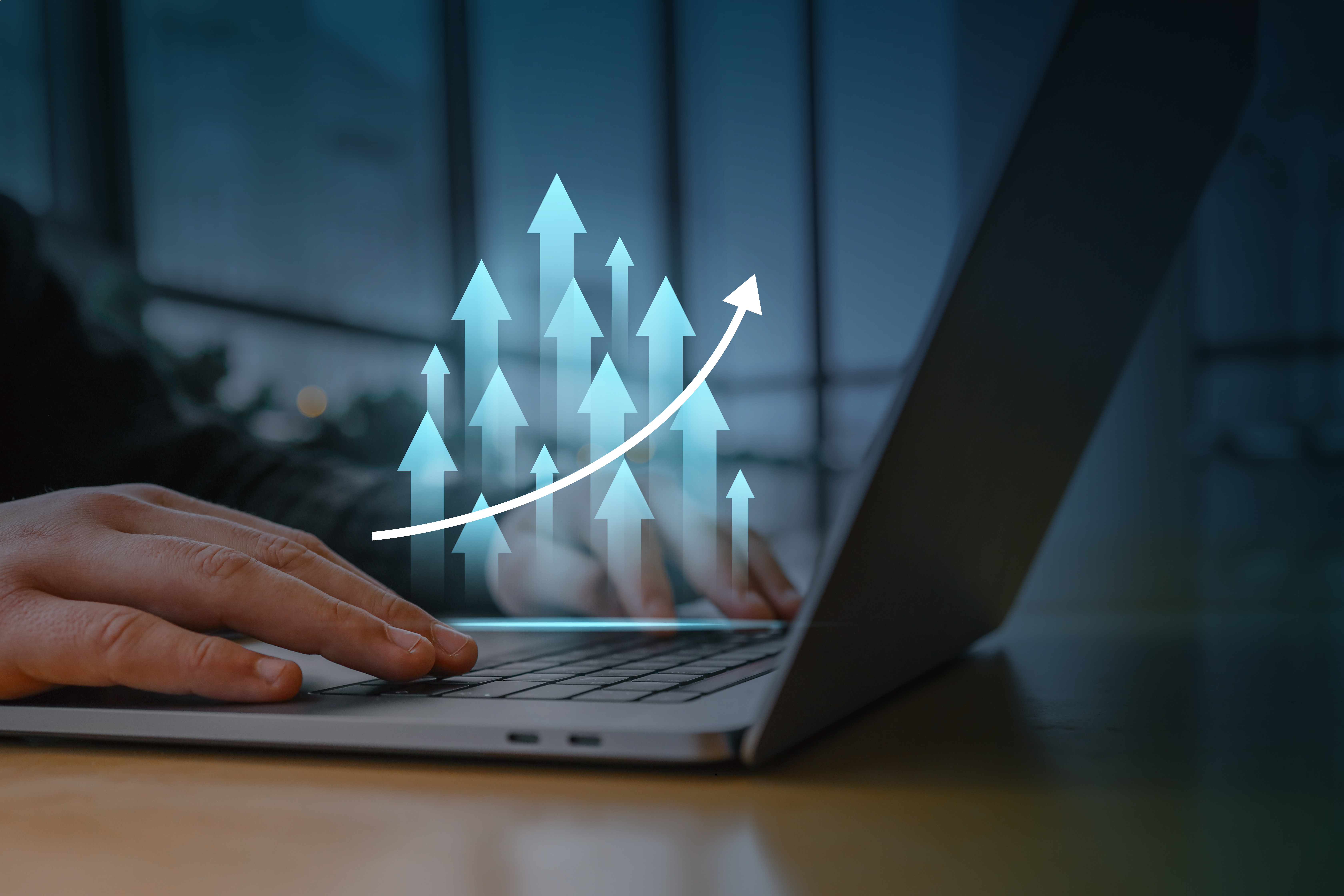 a person working on a laptop with a digital overla c66c1d337f522e676fe1