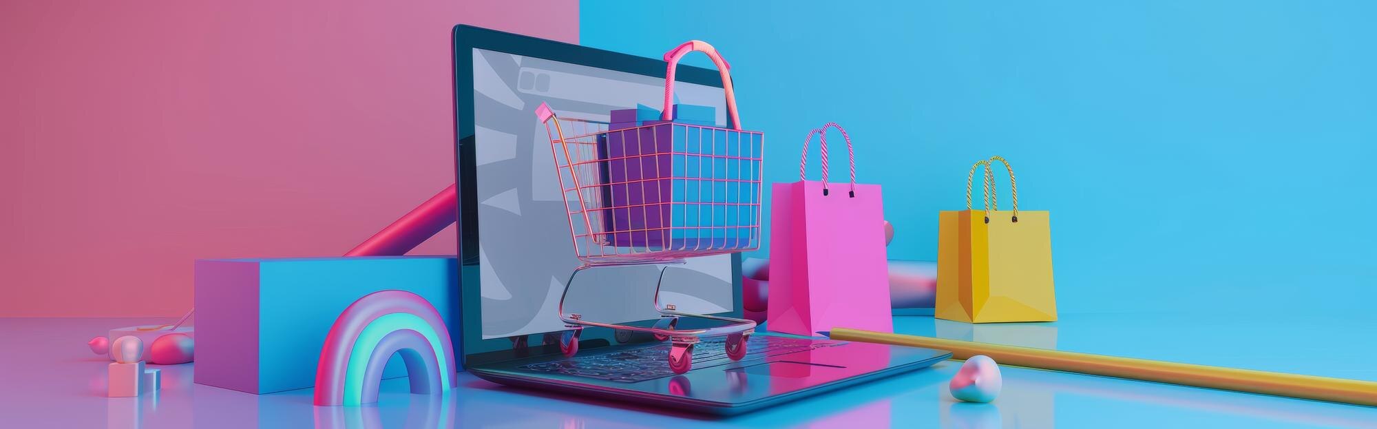 a pink shopping bag with a purple bag on the botto d2edbd221ebb912a279e