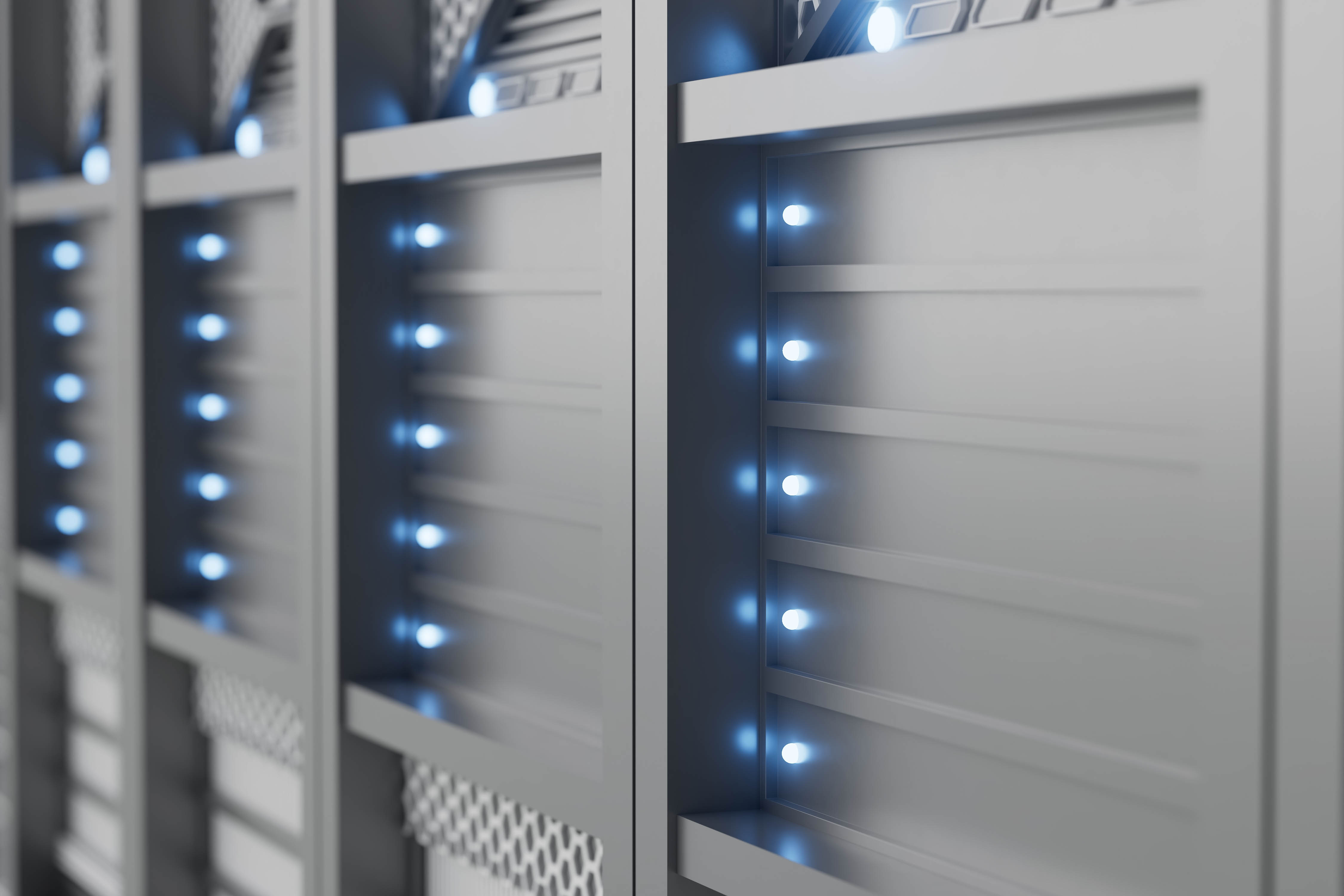 The Essentials of Secure and Reliable Web Hosting: A Guide for Growing Businesses 3 a row of servers with blue lights on them 28e850ac55bcfc8bf72b