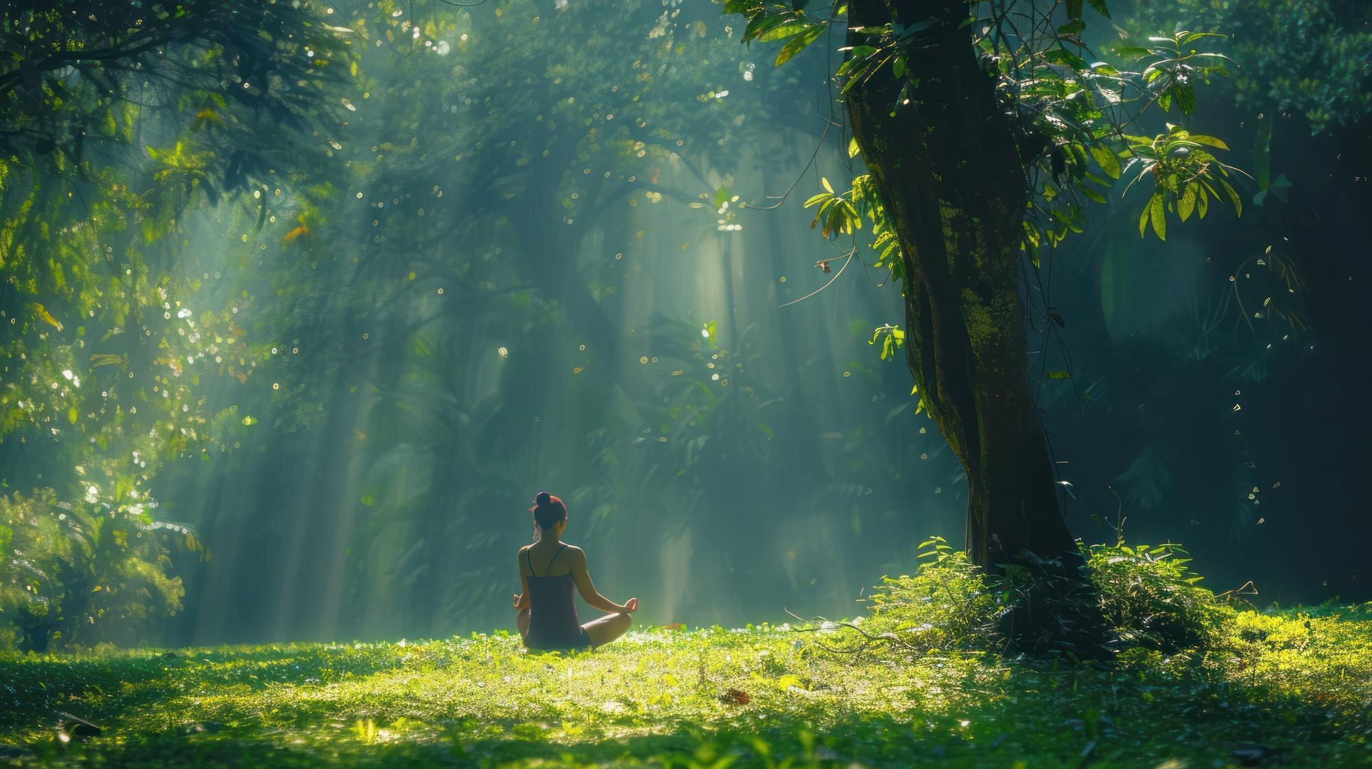 a solitary figure meditating in a tranquil forest bcd07b15e256c93a7dfc