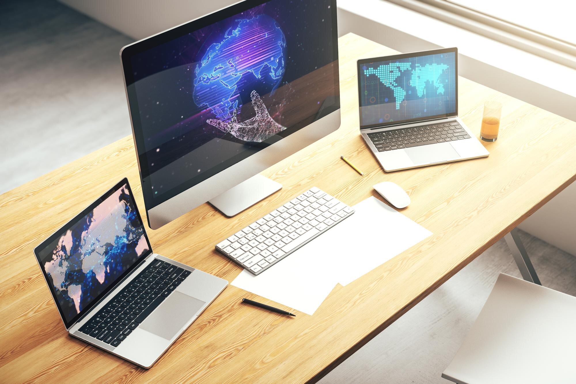 Abstract Digital World Map On Modern Computer Moni 9ca49f6006b9036605cb