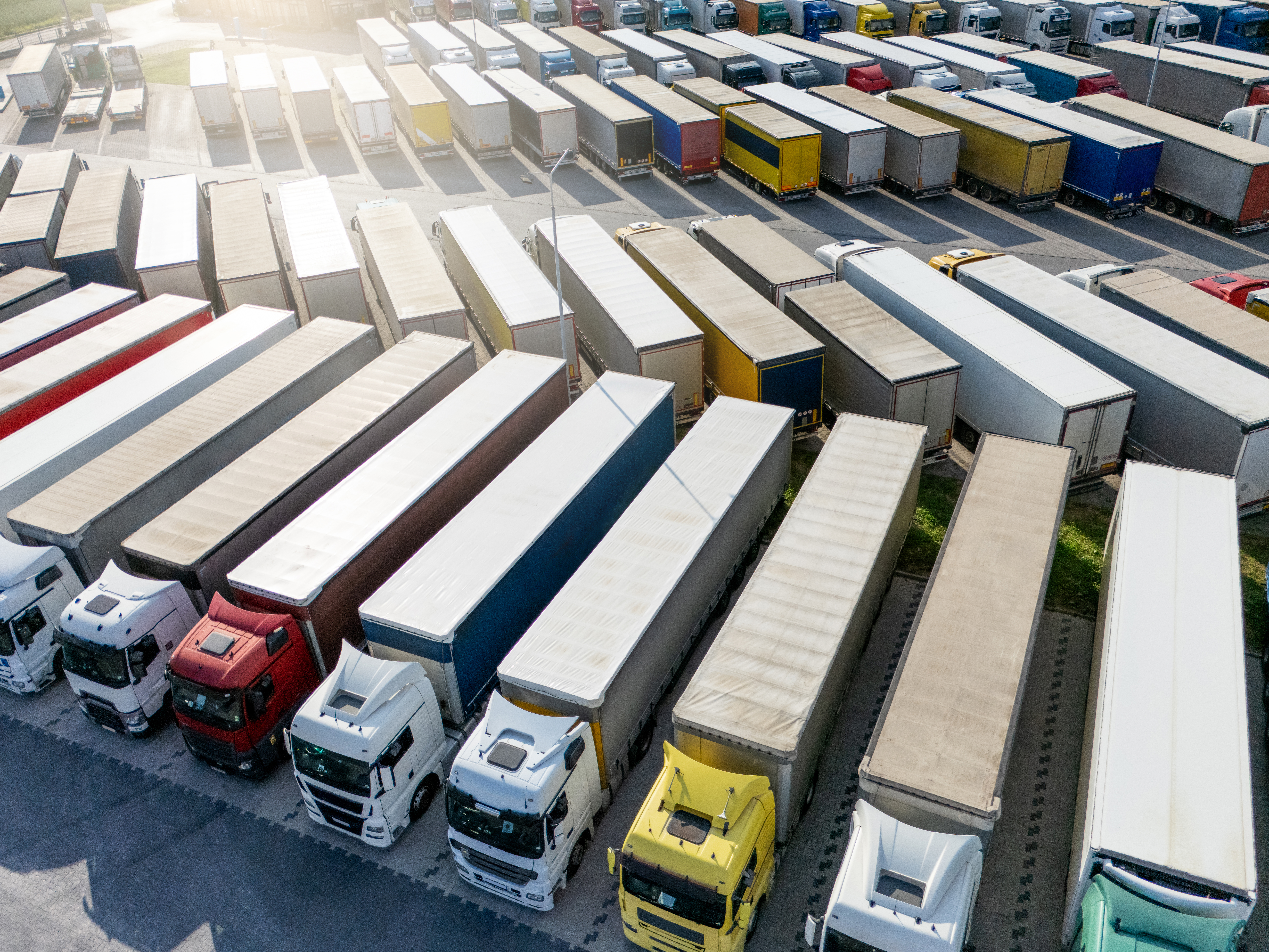 aerial view of a large truck parking lot at a logi 1c5c74af1ab44ede59fd