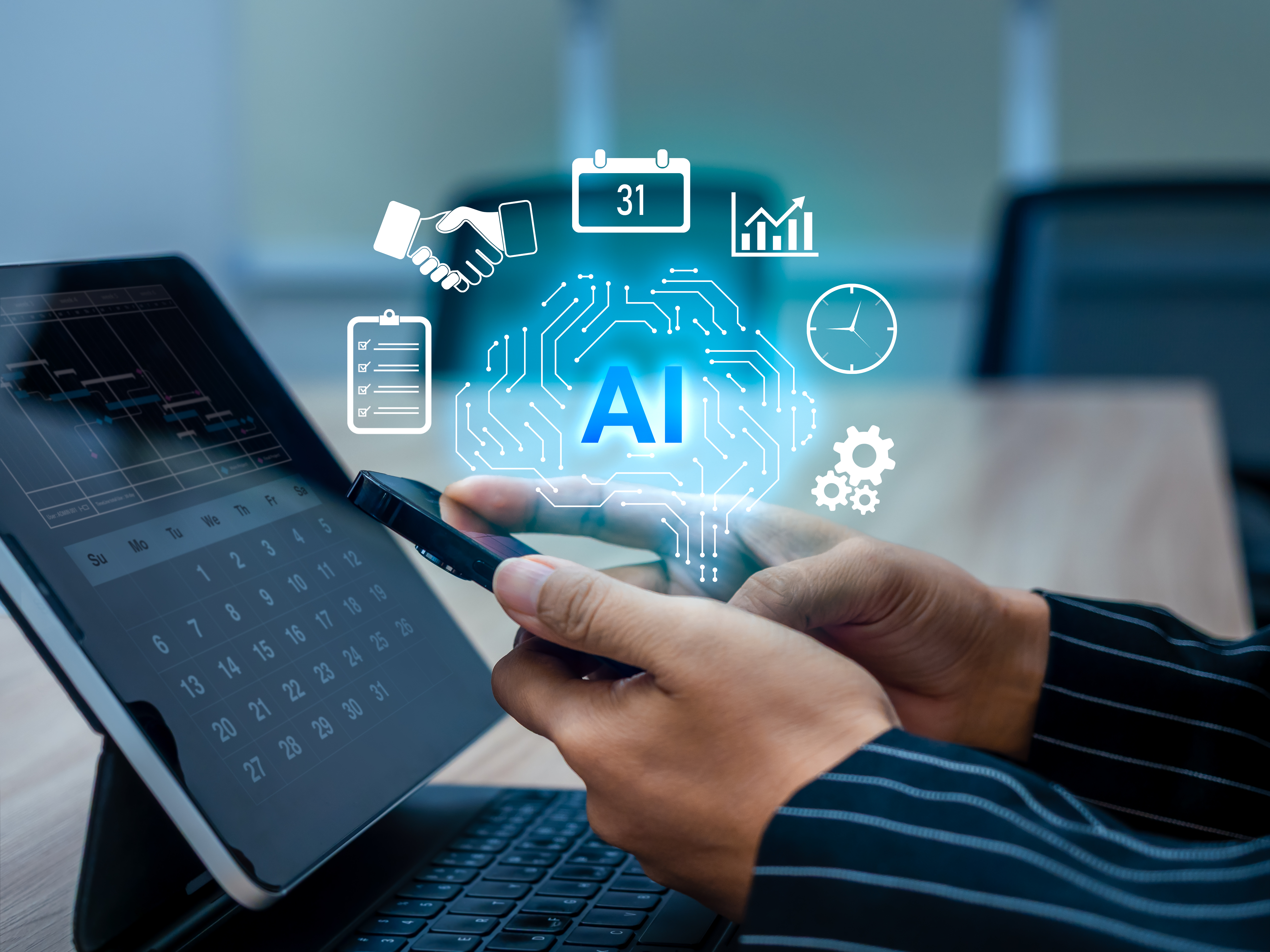 ai reminder concept with digital brain icon on sma 79765f30e828deddc494