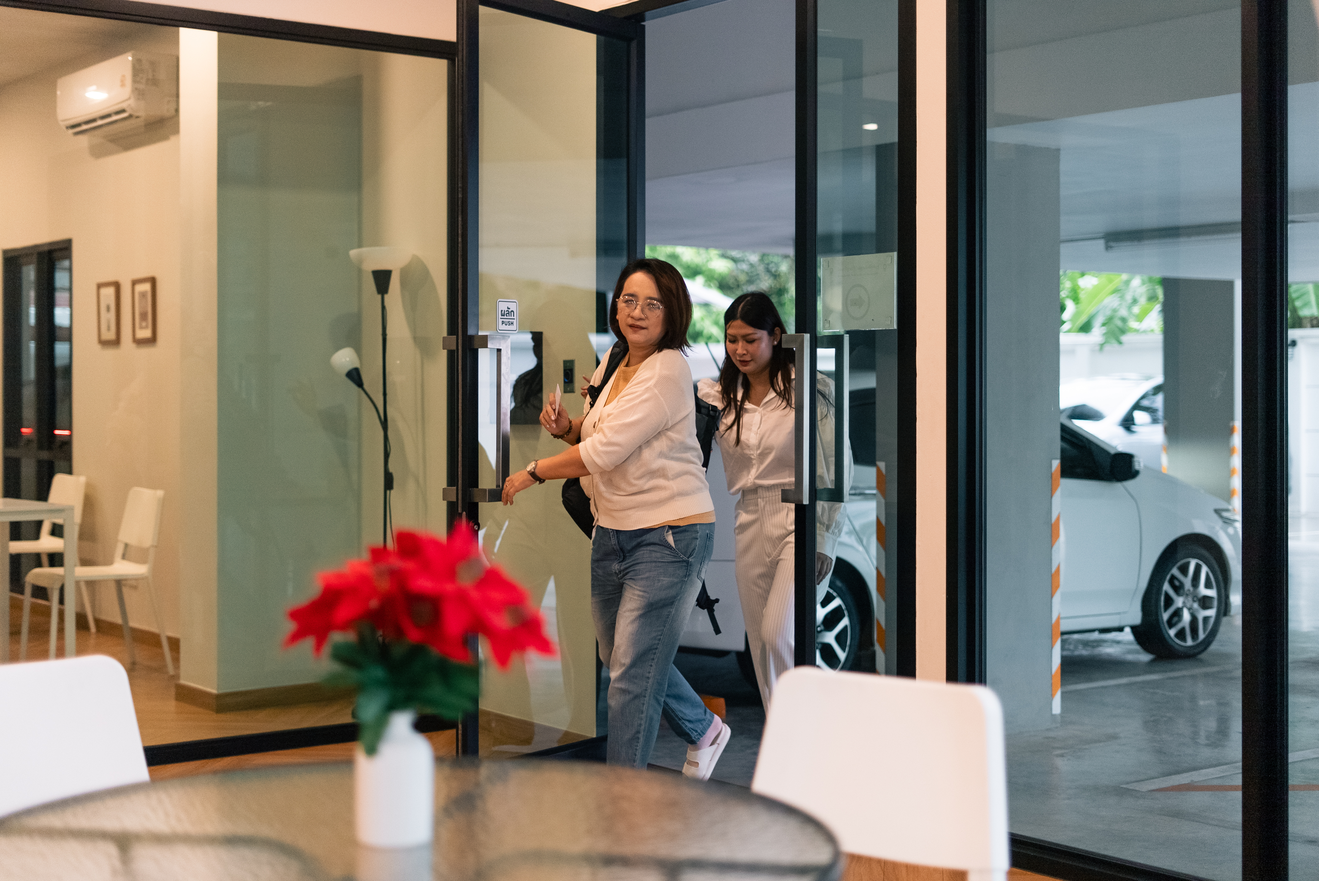 Office building entry