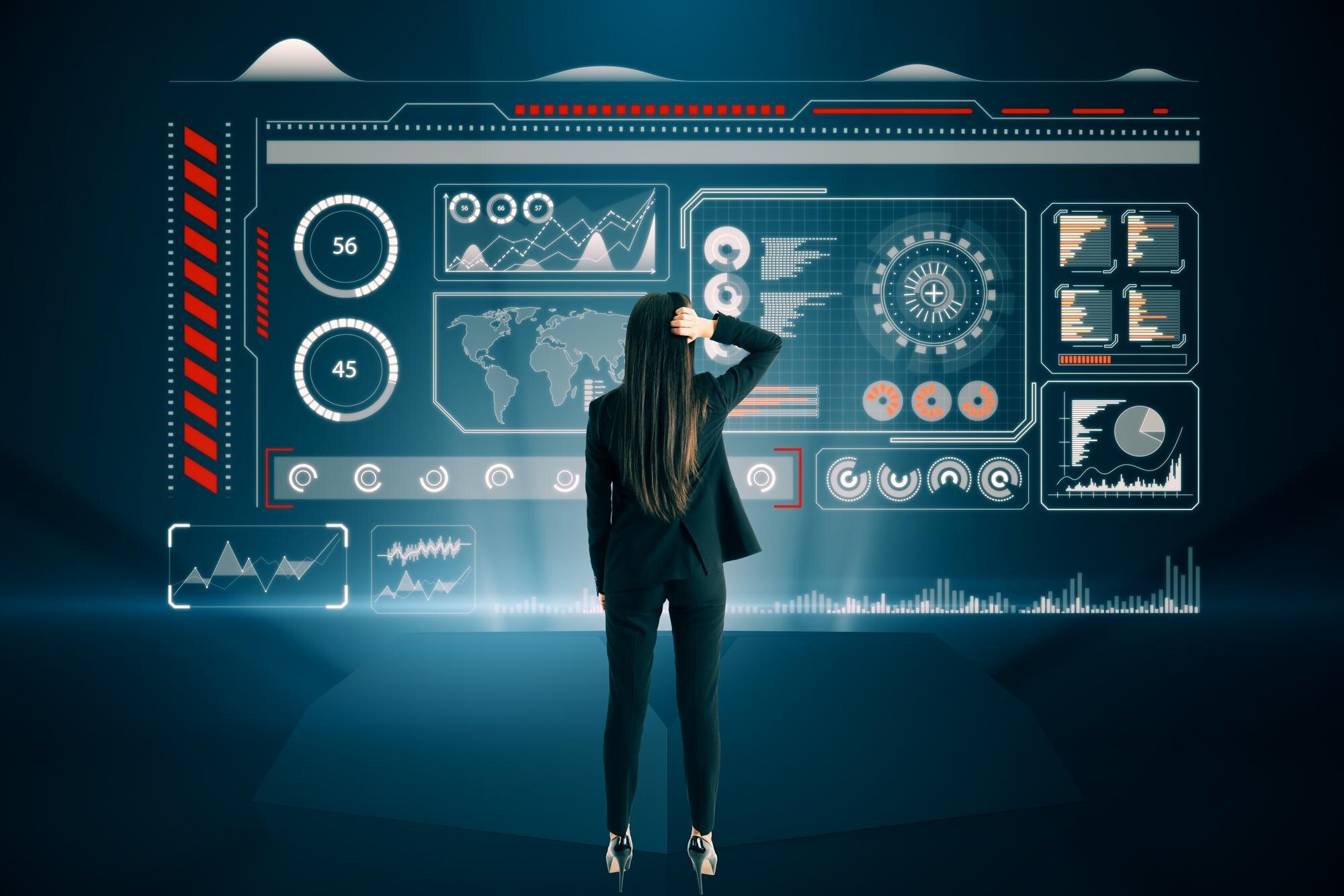 back view of attractive young european businesswom e10548277a064f9d9c47