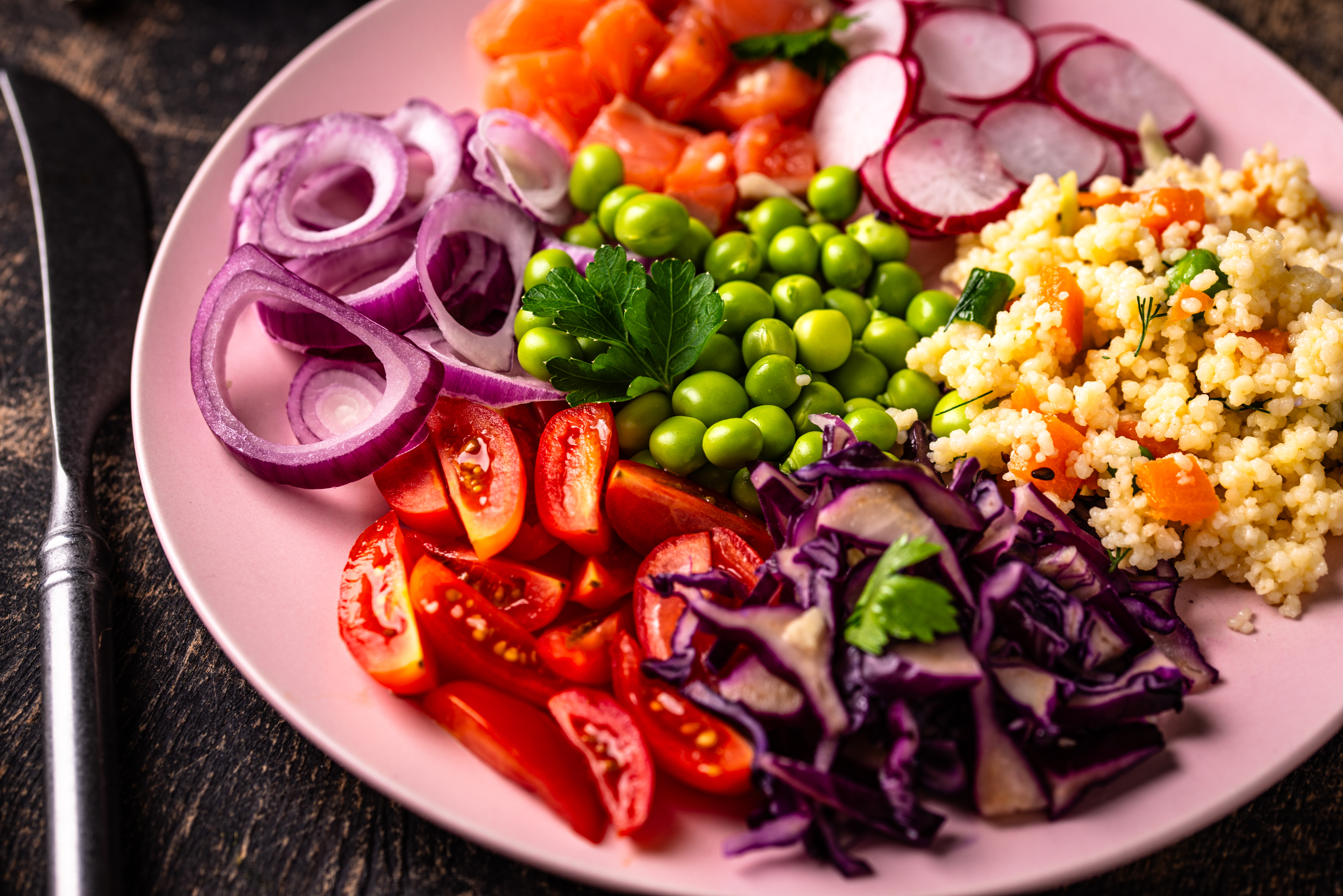 balanced healthy bowl with vegetables and salmon 022170a0bc25f5f82565