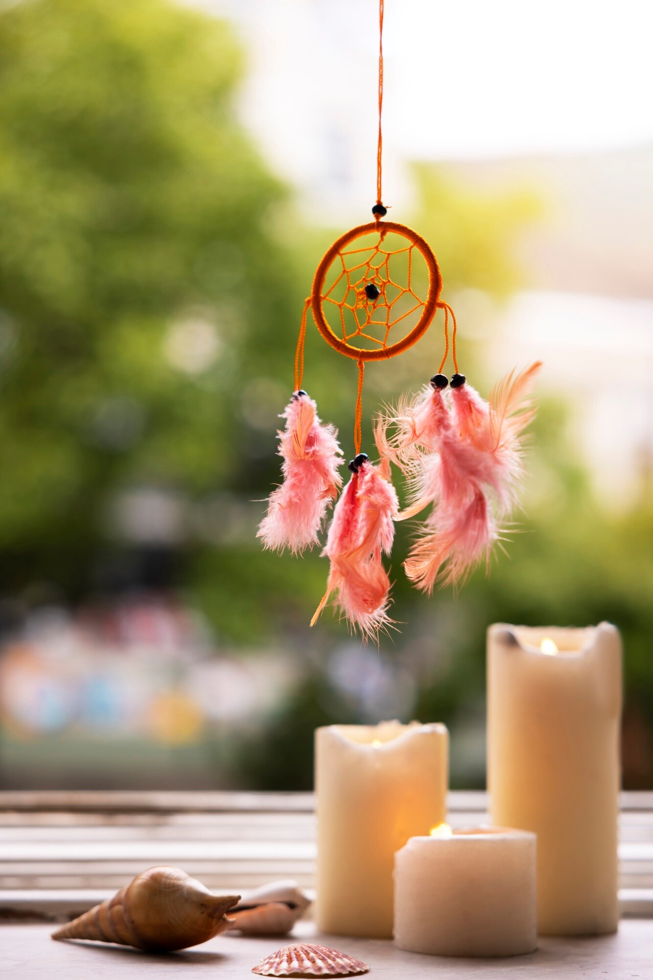 beautiful dream catcher and candles outdoors f98d75a106d7dc7945b8