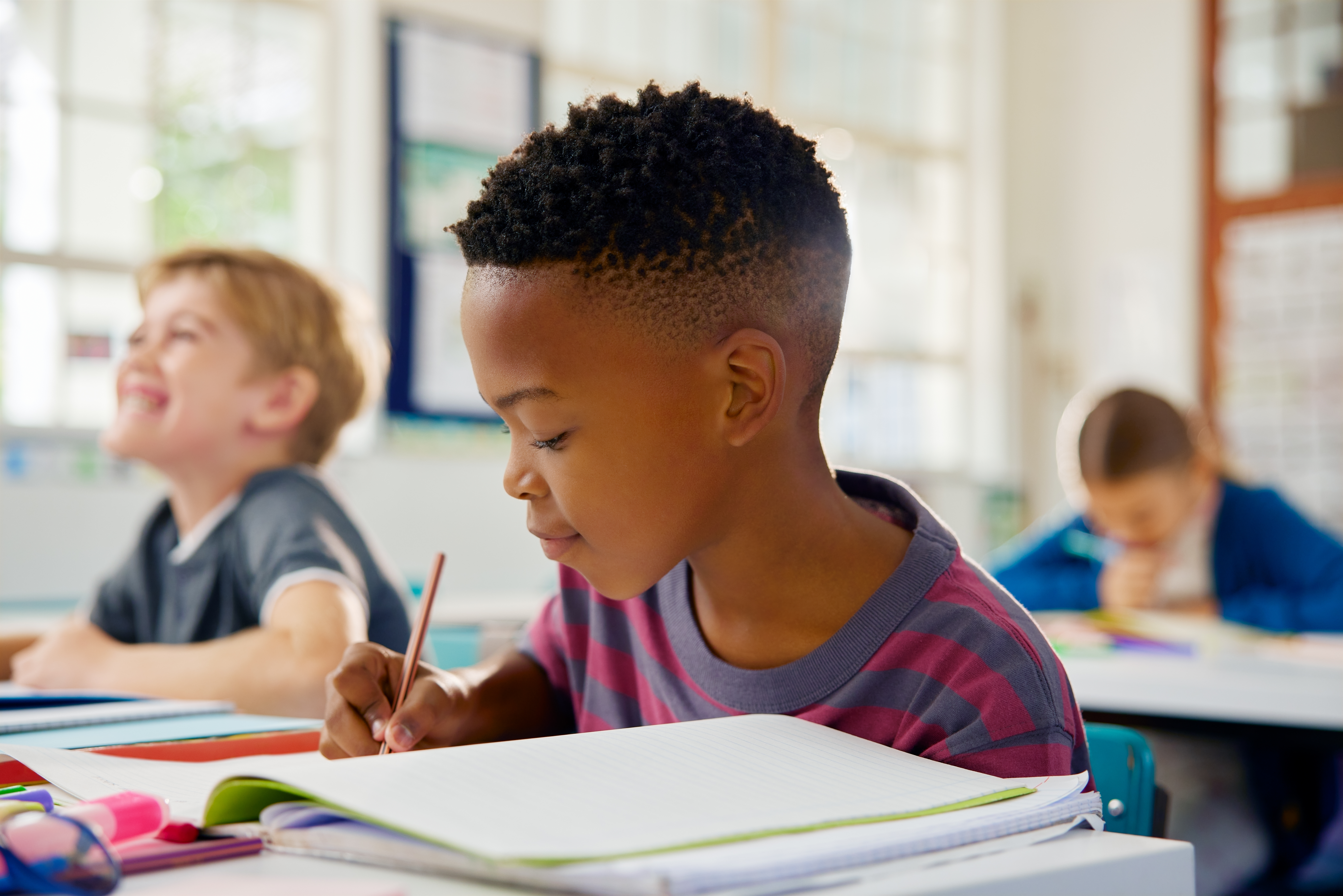 Black Little Child Taking Notes On Notebook During 799d4ebadebd5b72c792