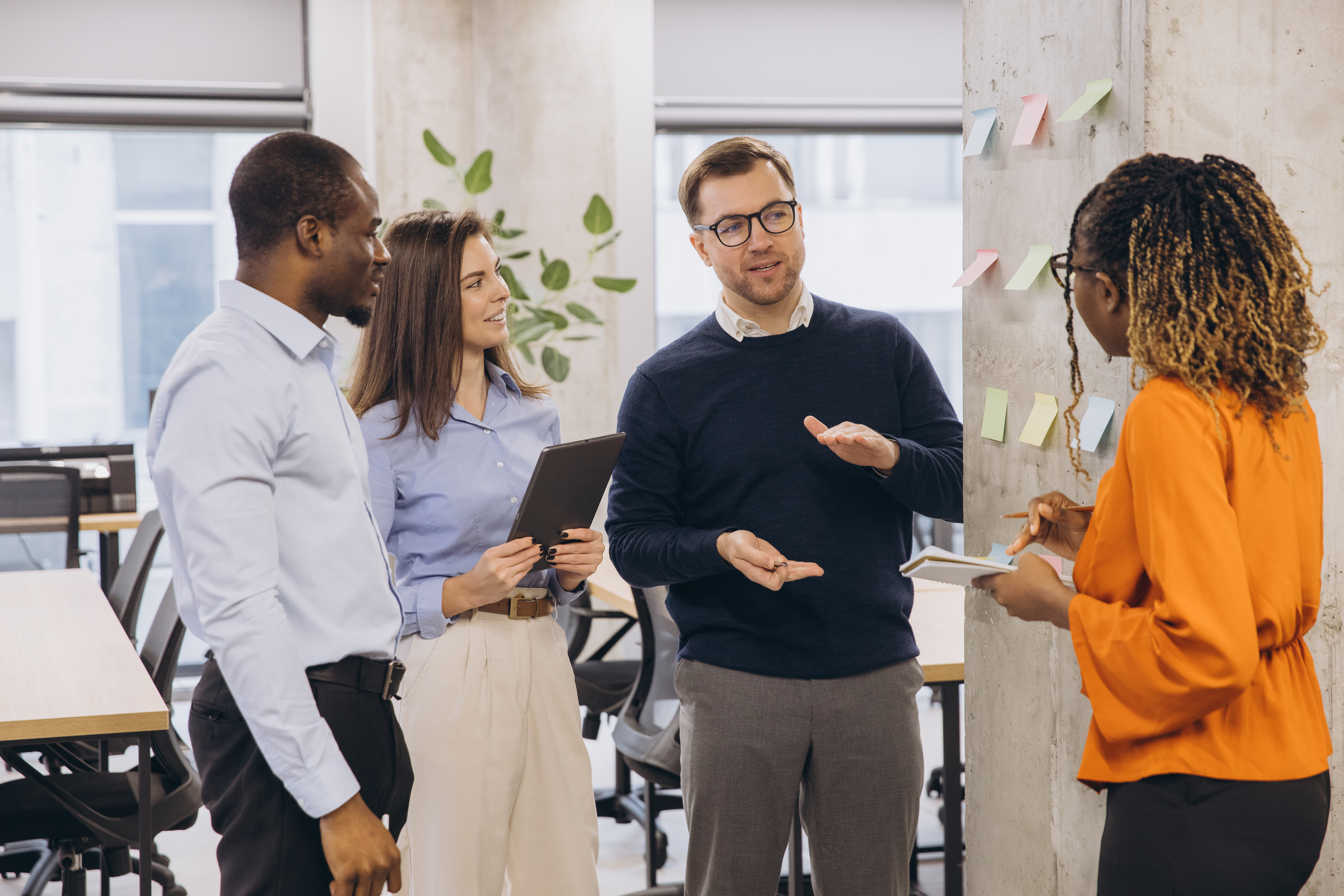 business colleagues discussing new ideas using sti ada81a35f81f8cb73124