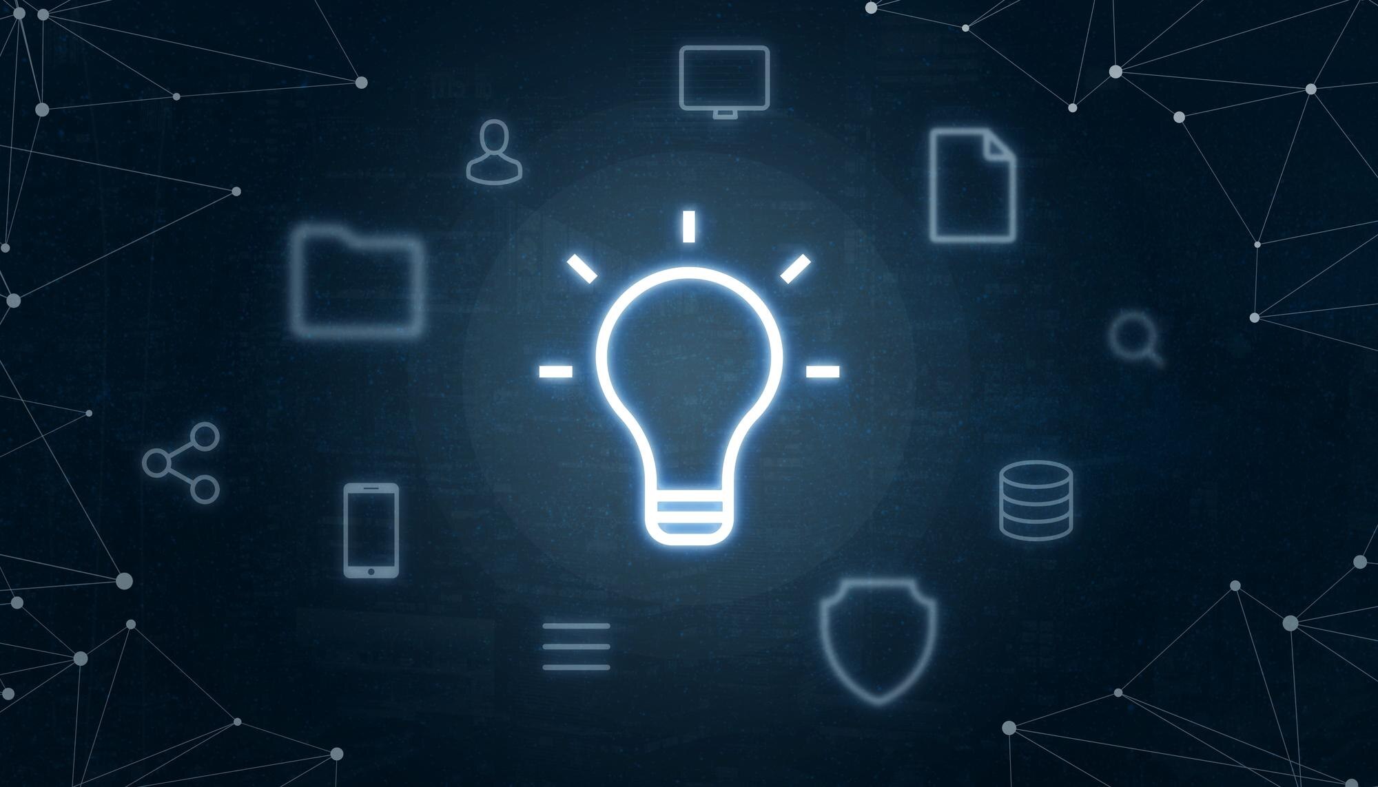 business idea concept icon bulb surrounded with in 8632fa20969a3ccb1a35