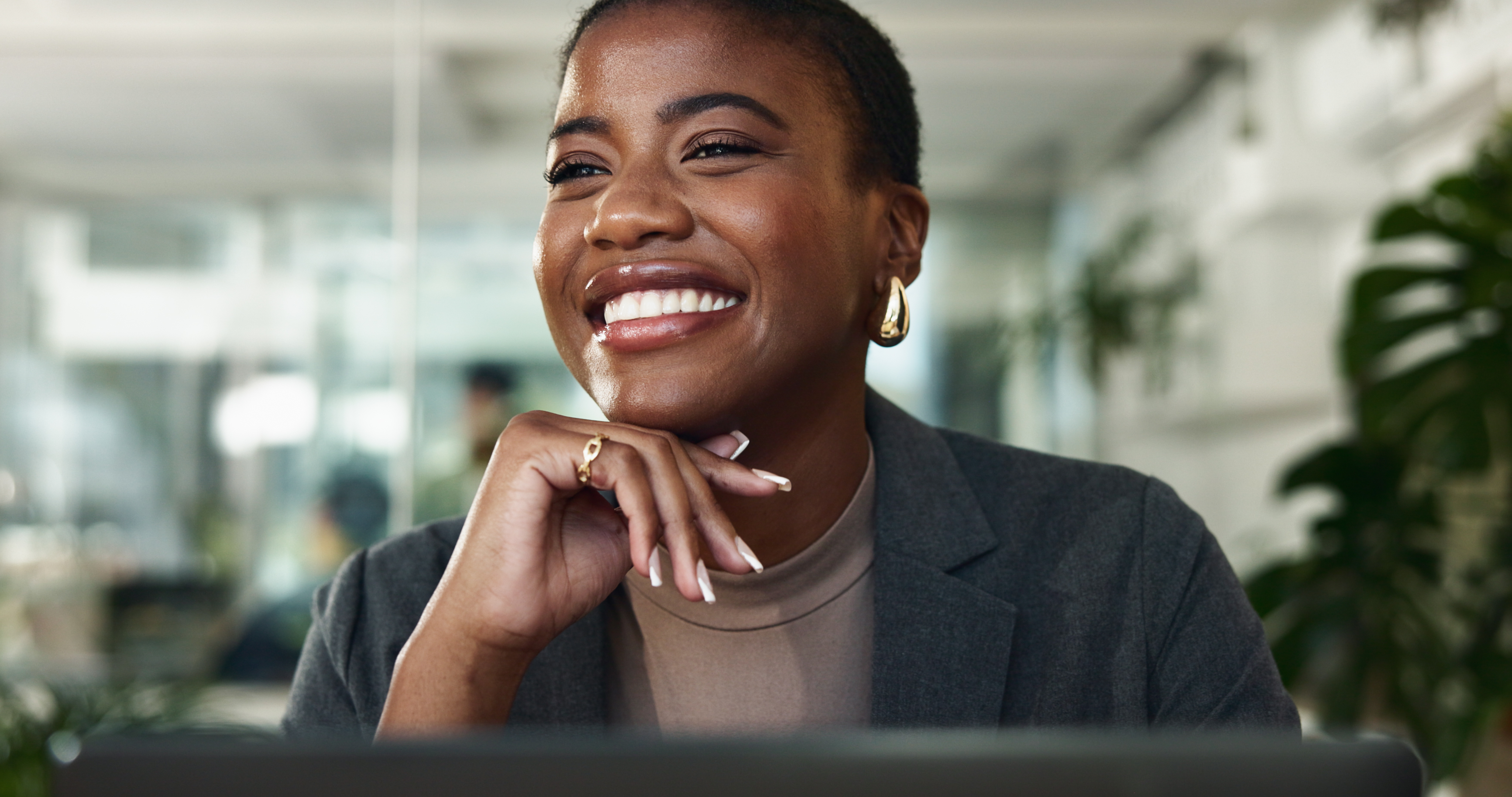 business woman and happy with thinking in office 7c282095ad823131dbbf