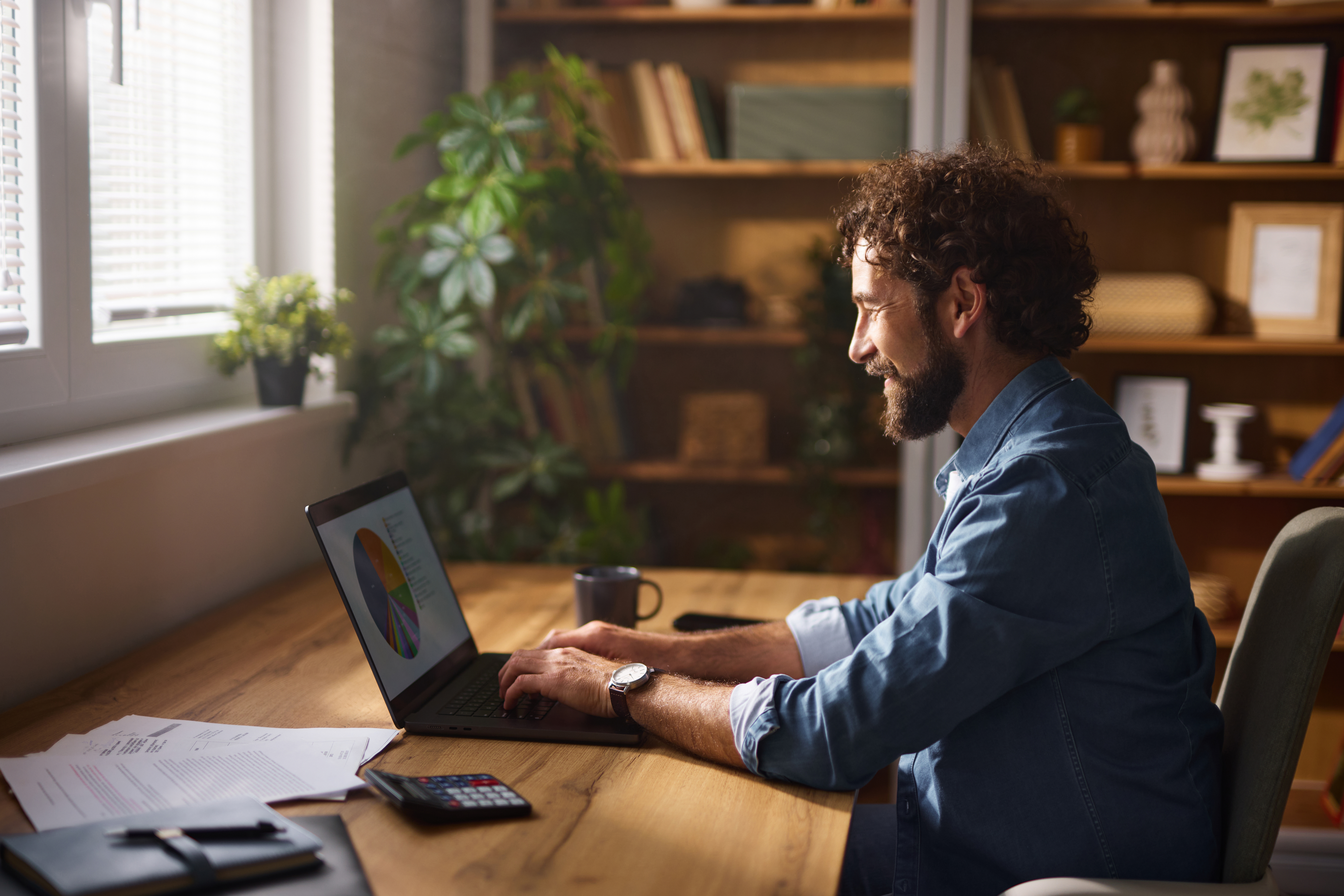 businessman working from home office analyzing cha b1c17c8afd34d855414e