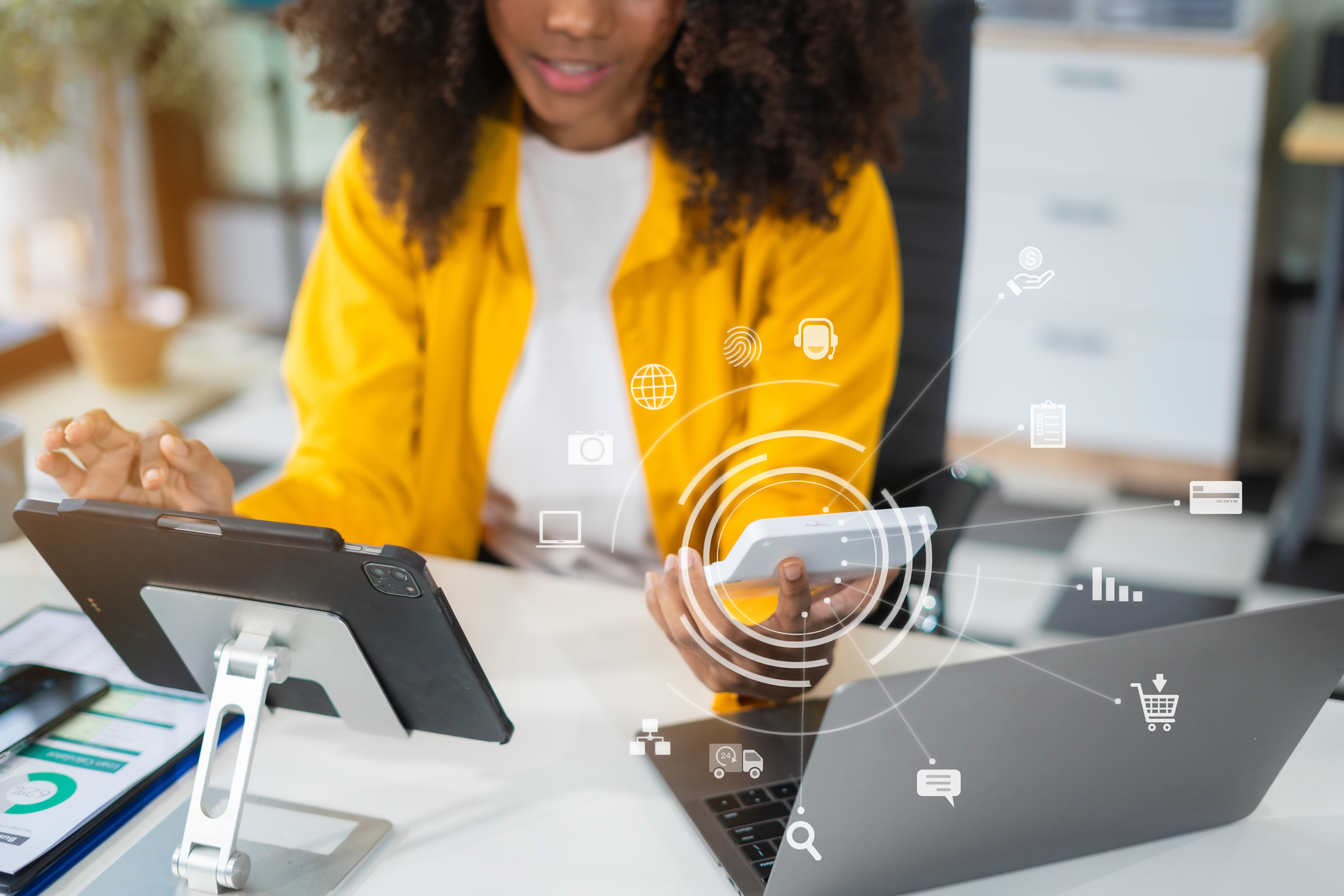 Businesswoman Analyzing Business Enterprise Data M 832c24a4c753e387ad7a