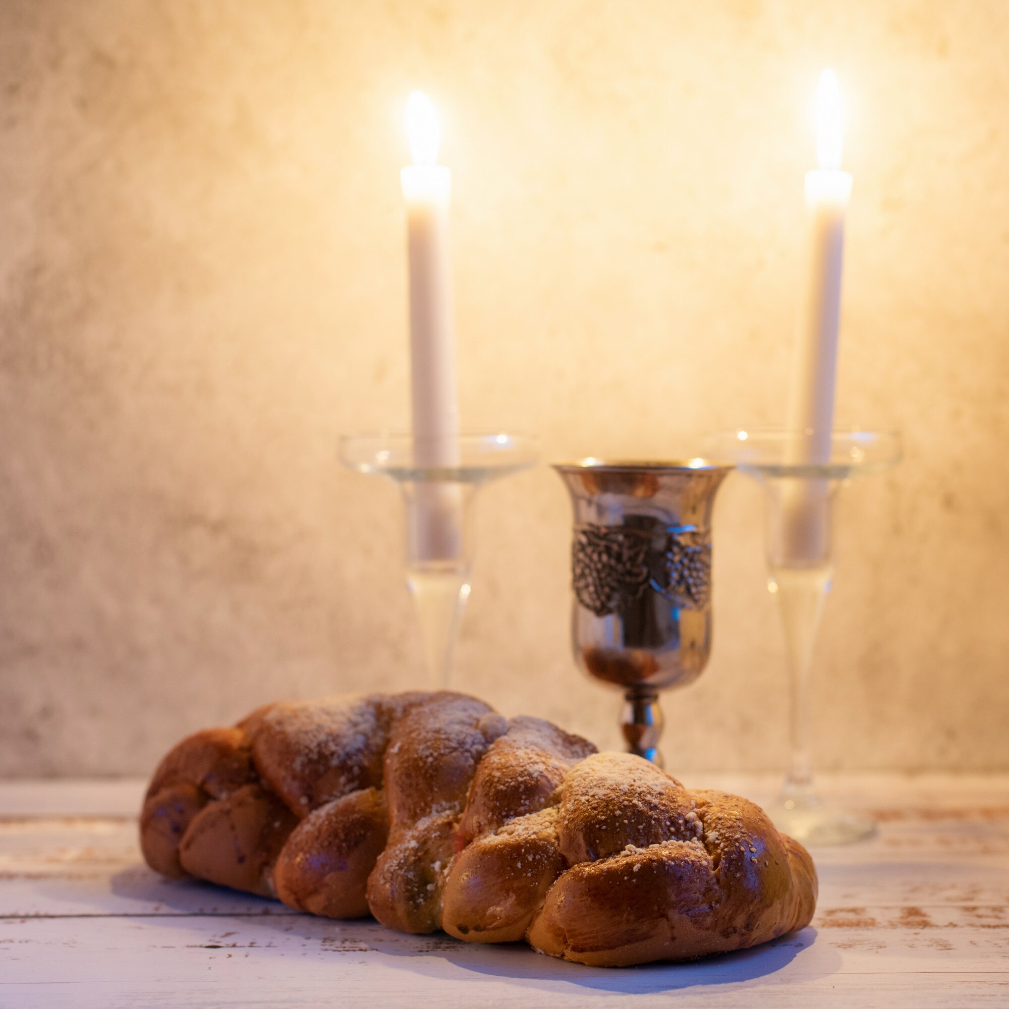 challah bread shabbat wine and candles on wooden 6629c8b8d9c95057f7b5