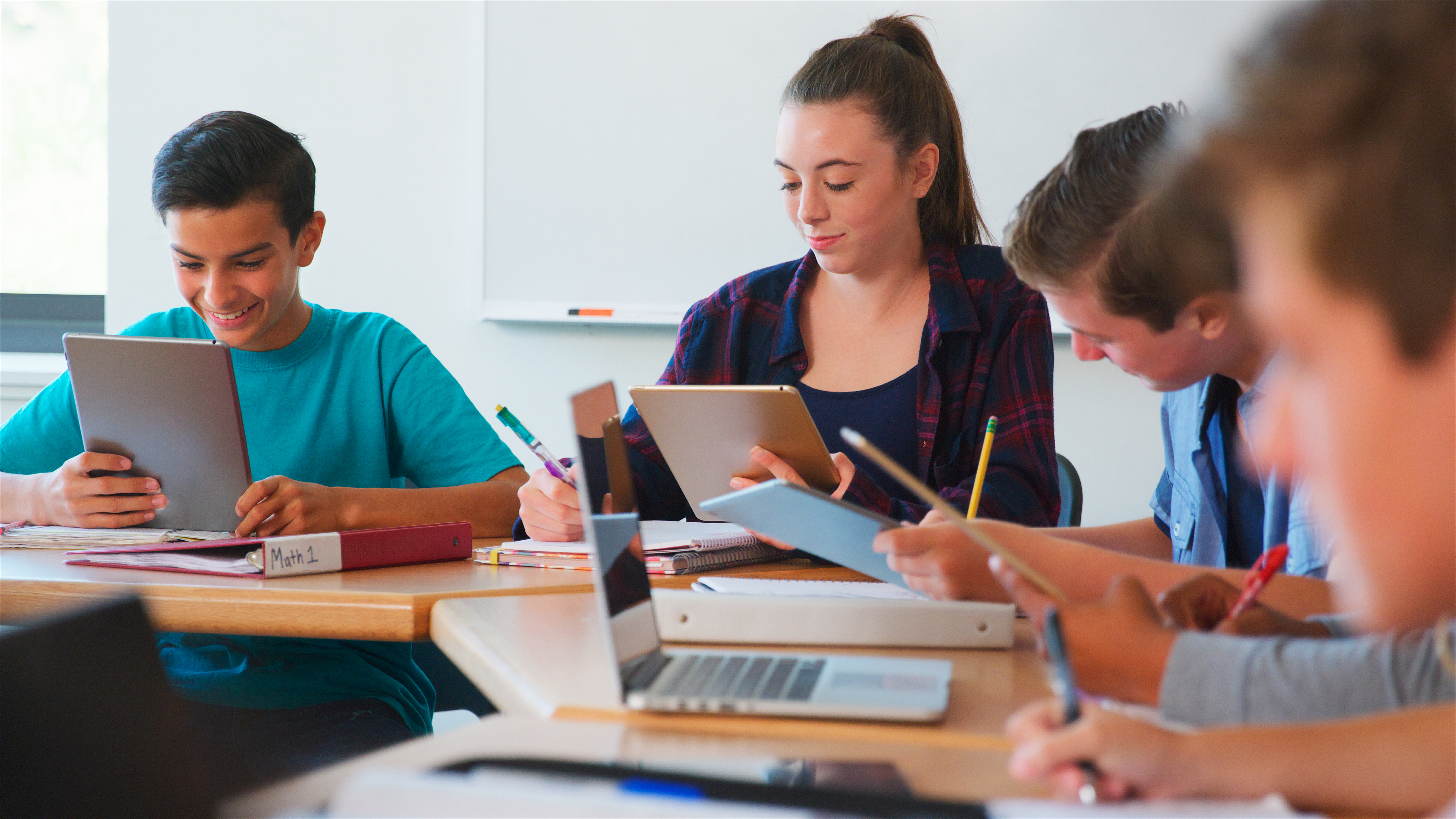 Class Of Multi Cultural High School Pupils Using D 50ef2581dafdcd509532