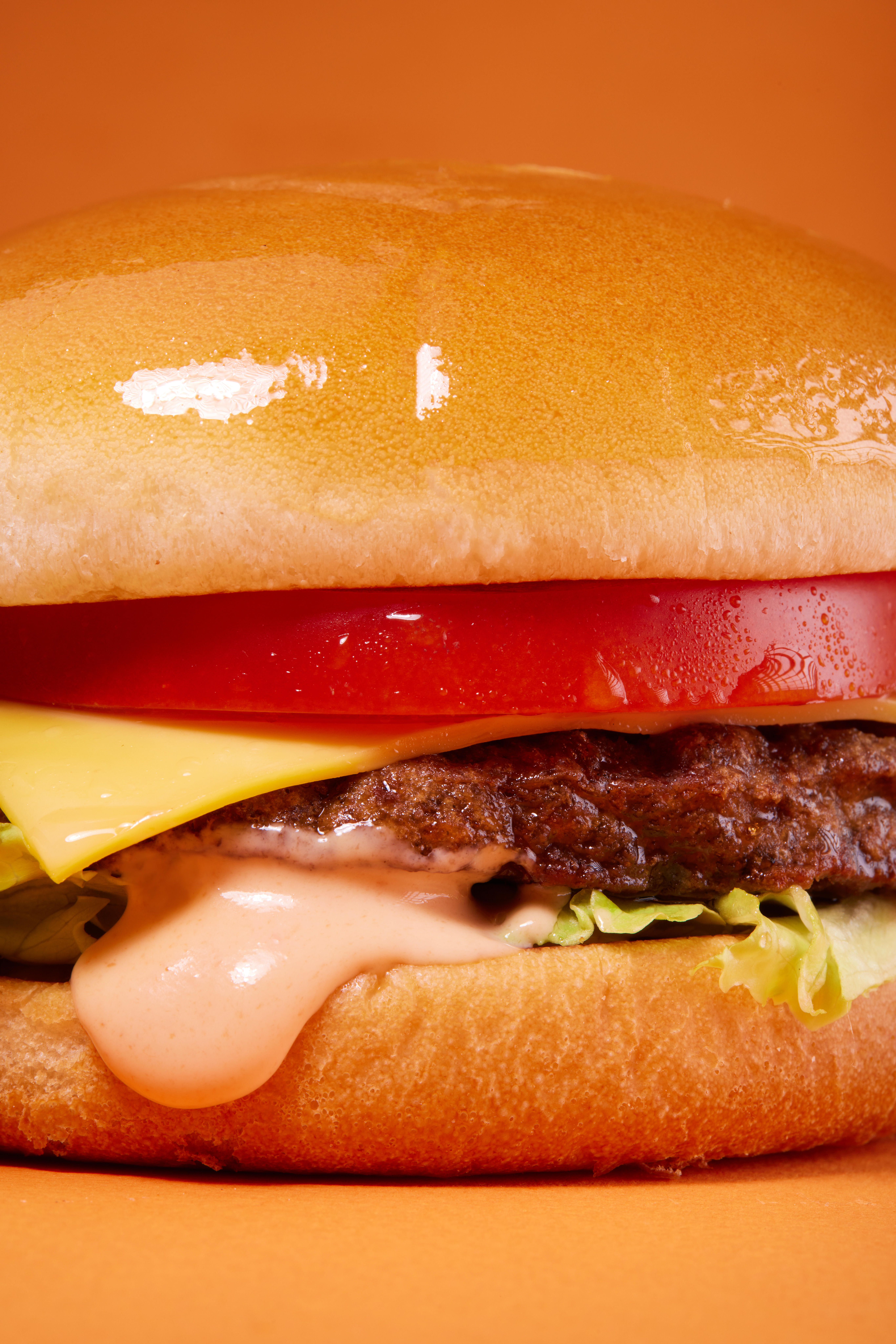 close up burger with tomatoes cucumbers cheese and 54a3ee1a77345a7932a2
