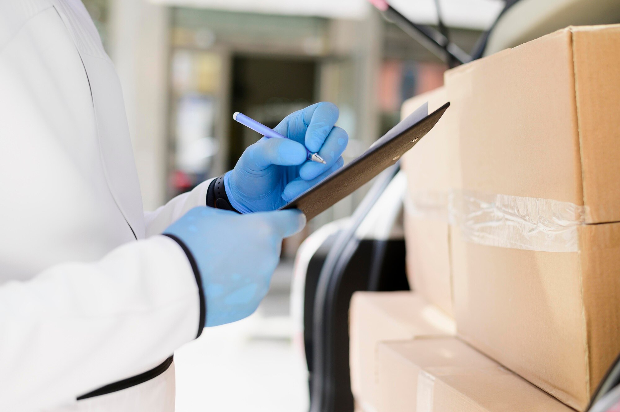 close up individual checking delivery list c6bccda27789d64e05a7