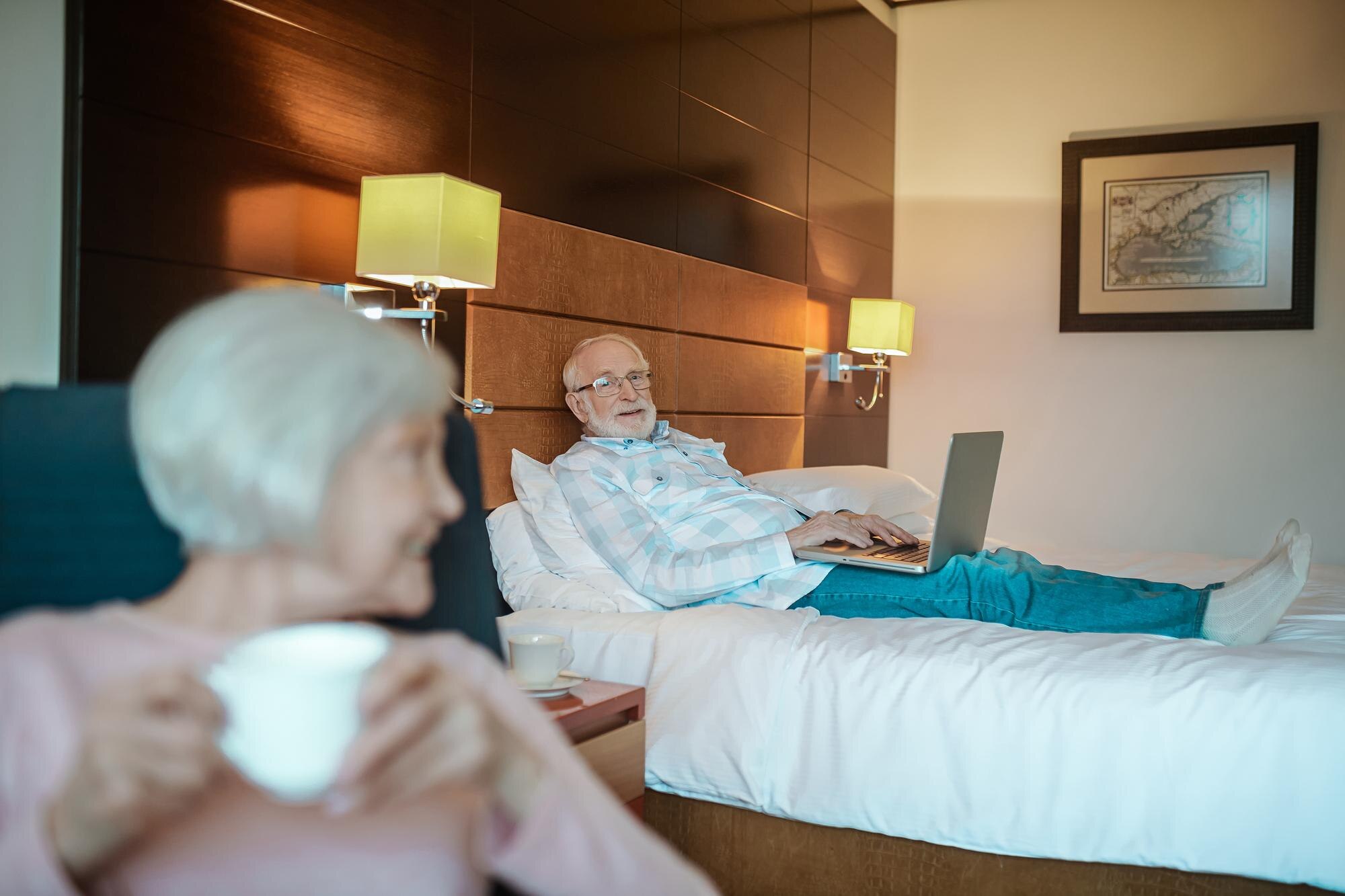 coffee time pleasant looking senior woman with a 77d3b0e00b08c63719c2