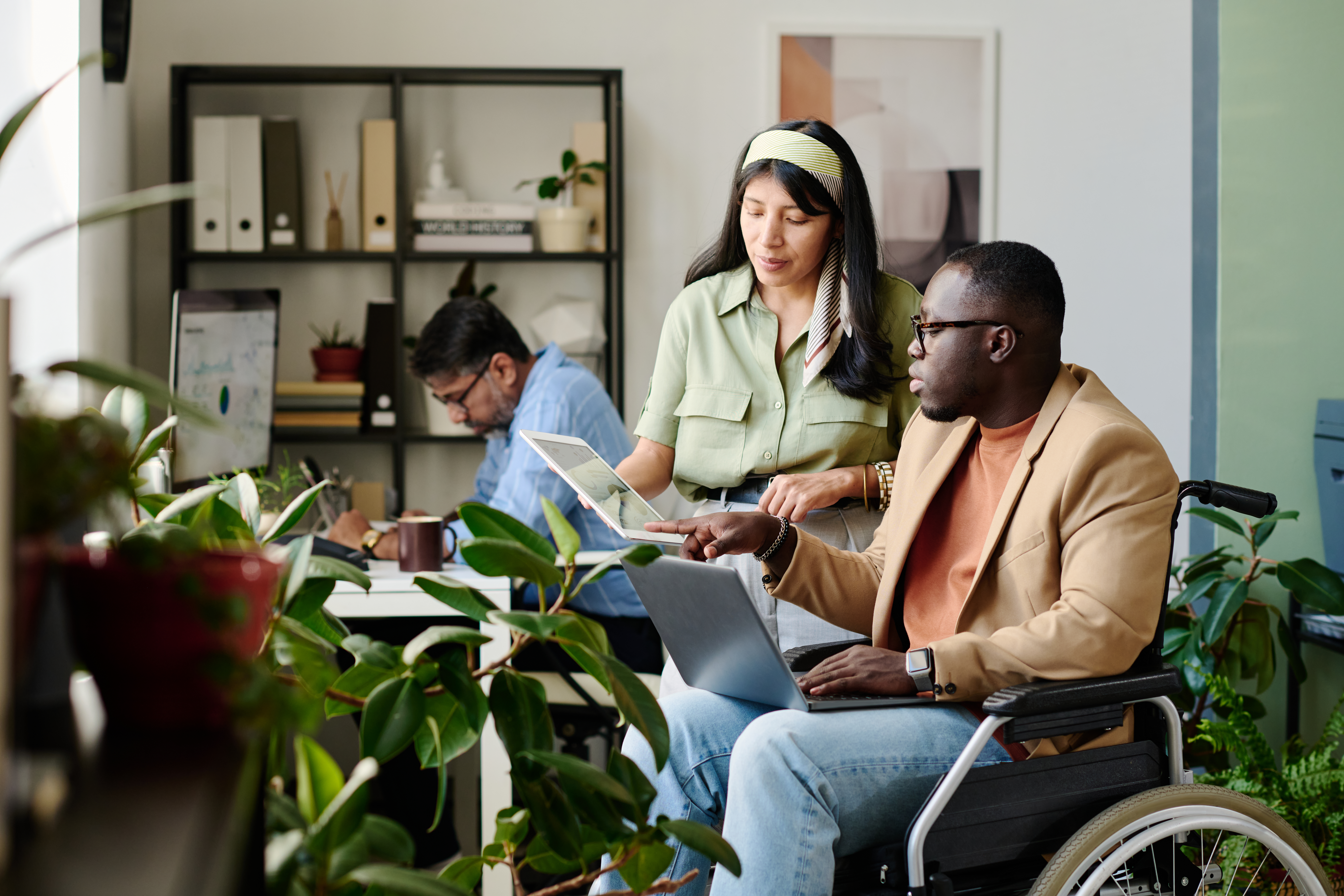 collaborating in modern inclusive office environme 55a76582b3a5de3b41c5