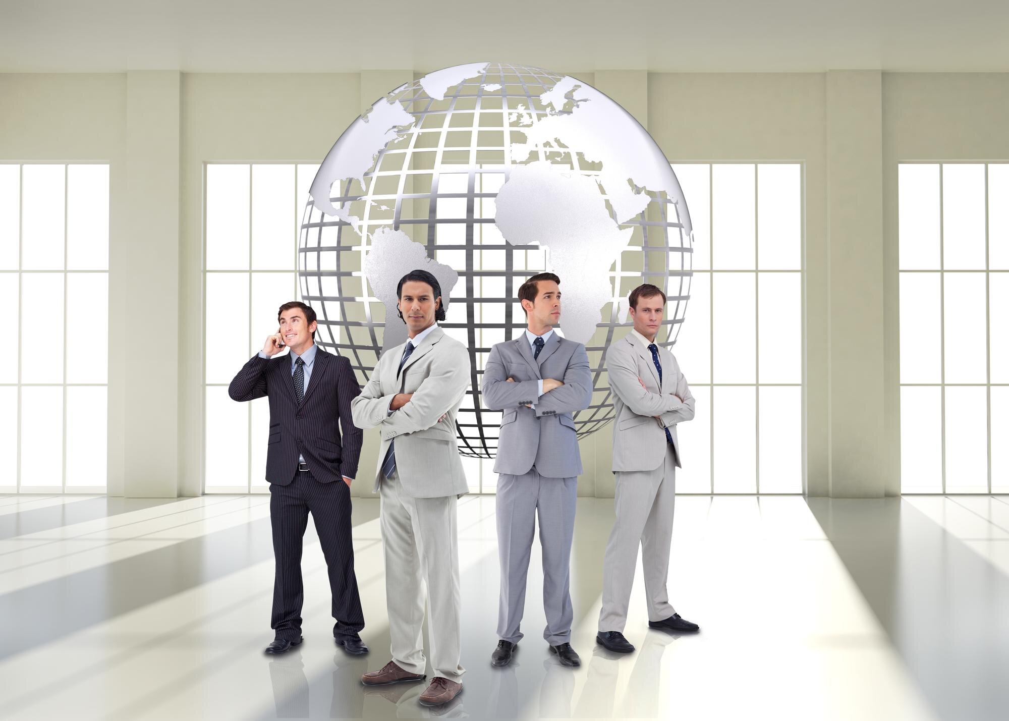 composite image of attractive businessmen standing 13f0fca71d69eb6946bf