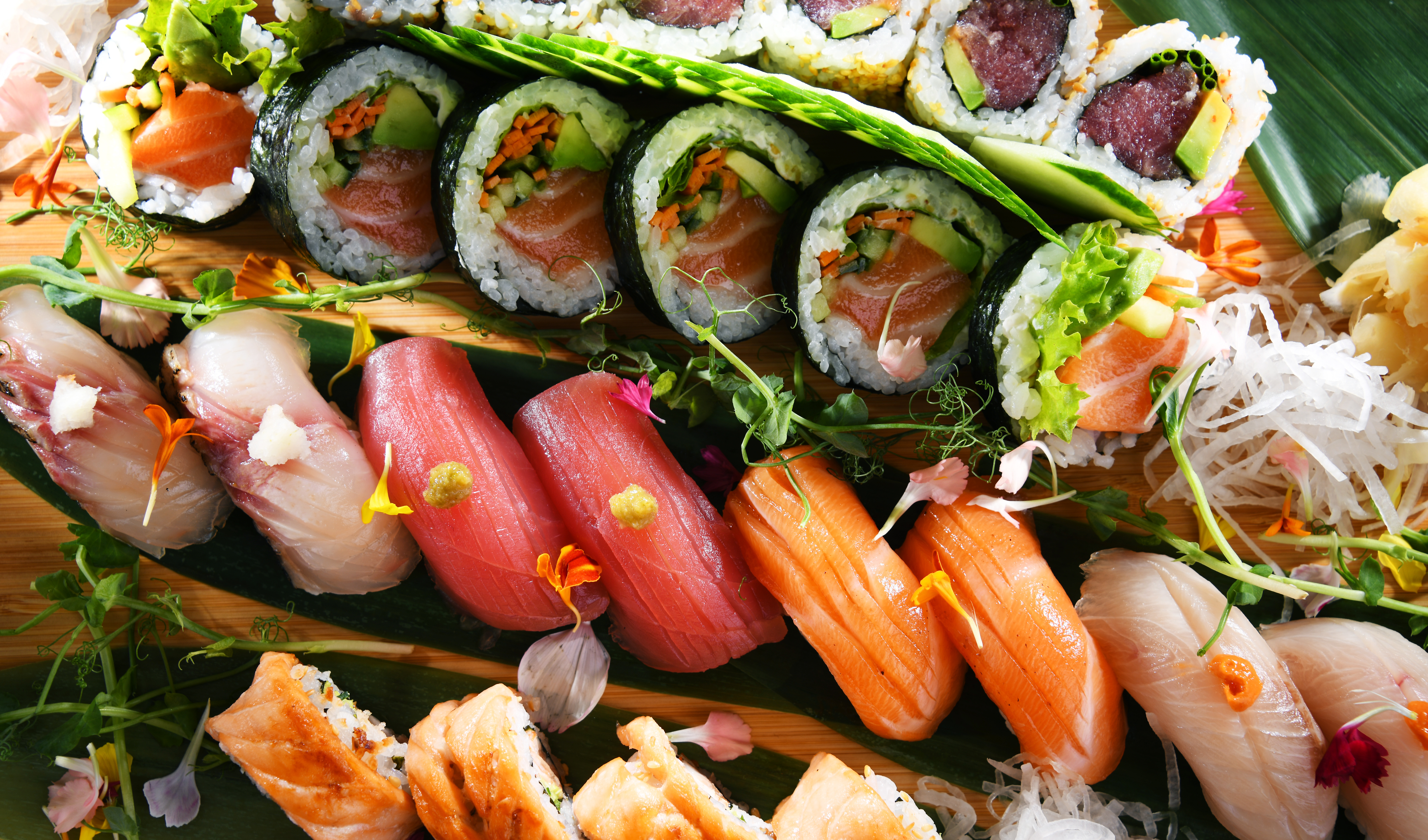 composition with a variety of sushi rolls 2fb9225d3721c6e3cce7