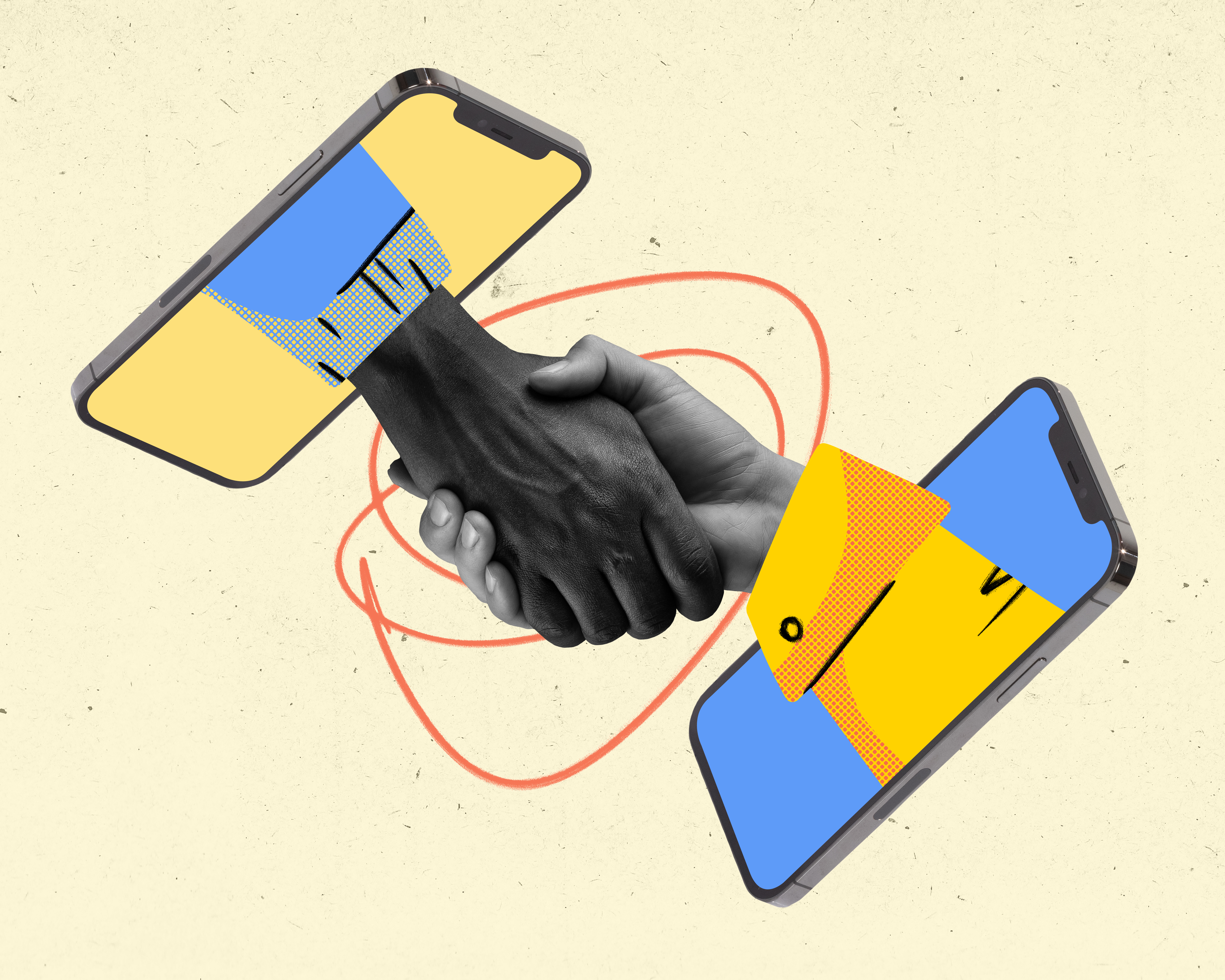 contemporary art collage two hands shaking hands 1b013bdb34507c935159