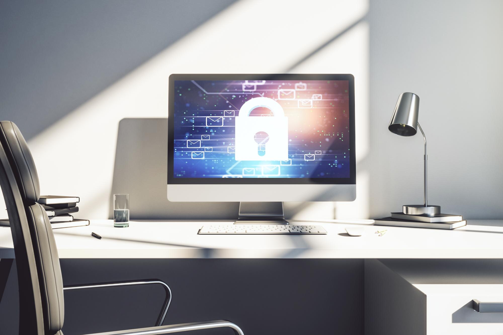 creative concept with lock symbol and postal envel 75e5bcdae4ee70306662