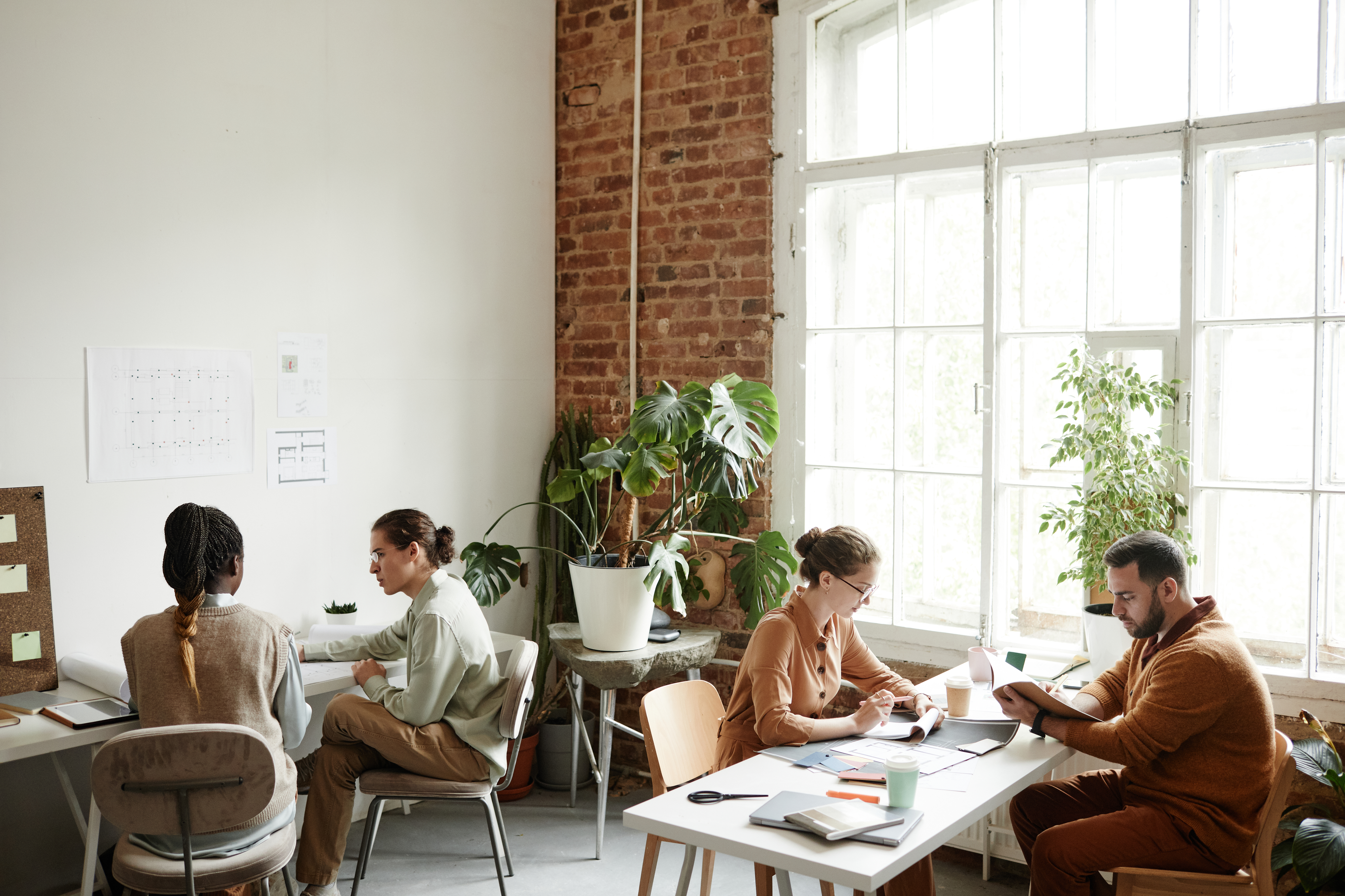 creative team working in sunlit office ca0097e5cc46cbaf8a3e