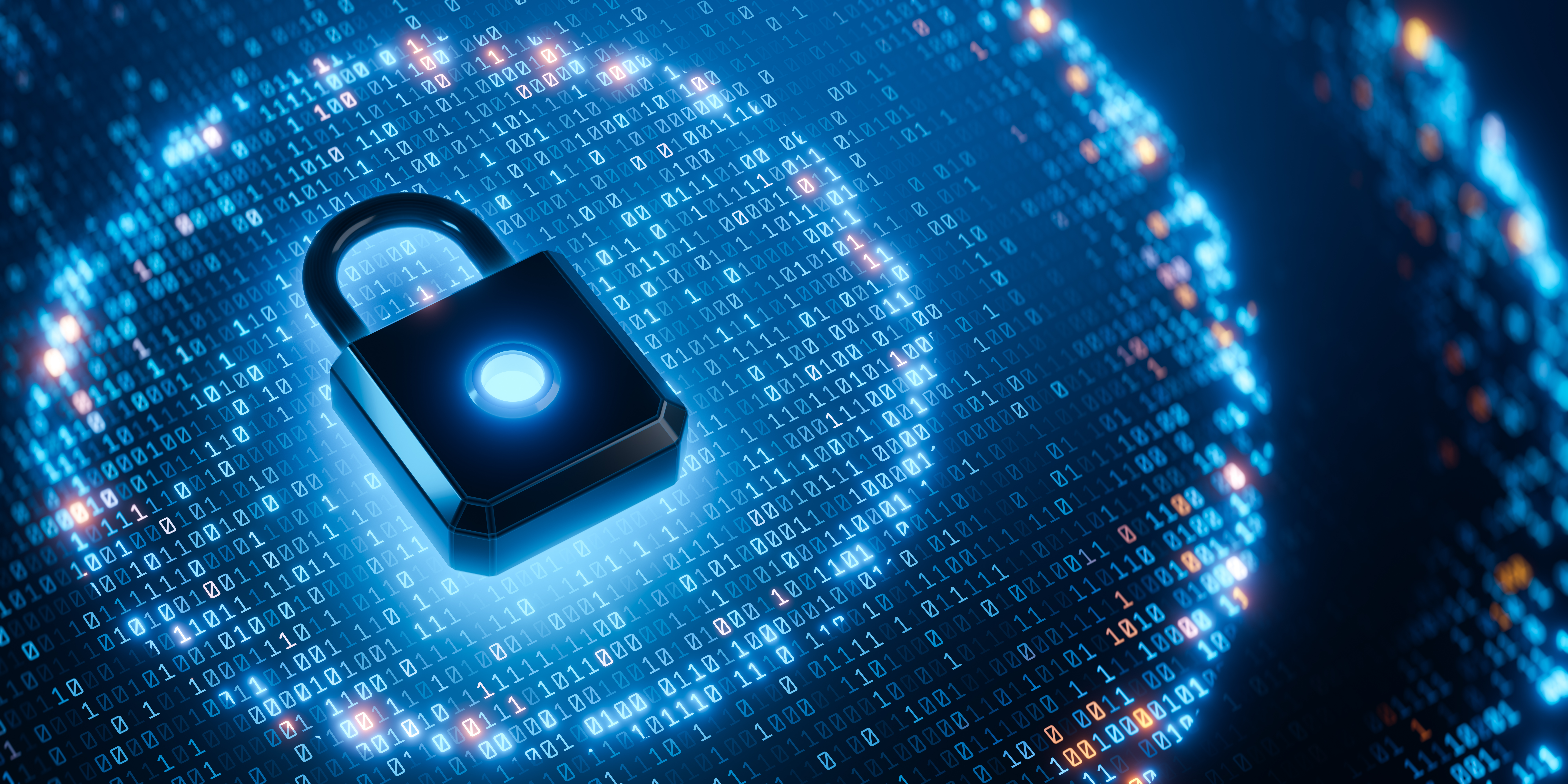 cybersecurity concept with digital padlock and bin c2c309230c3c3aad97e6