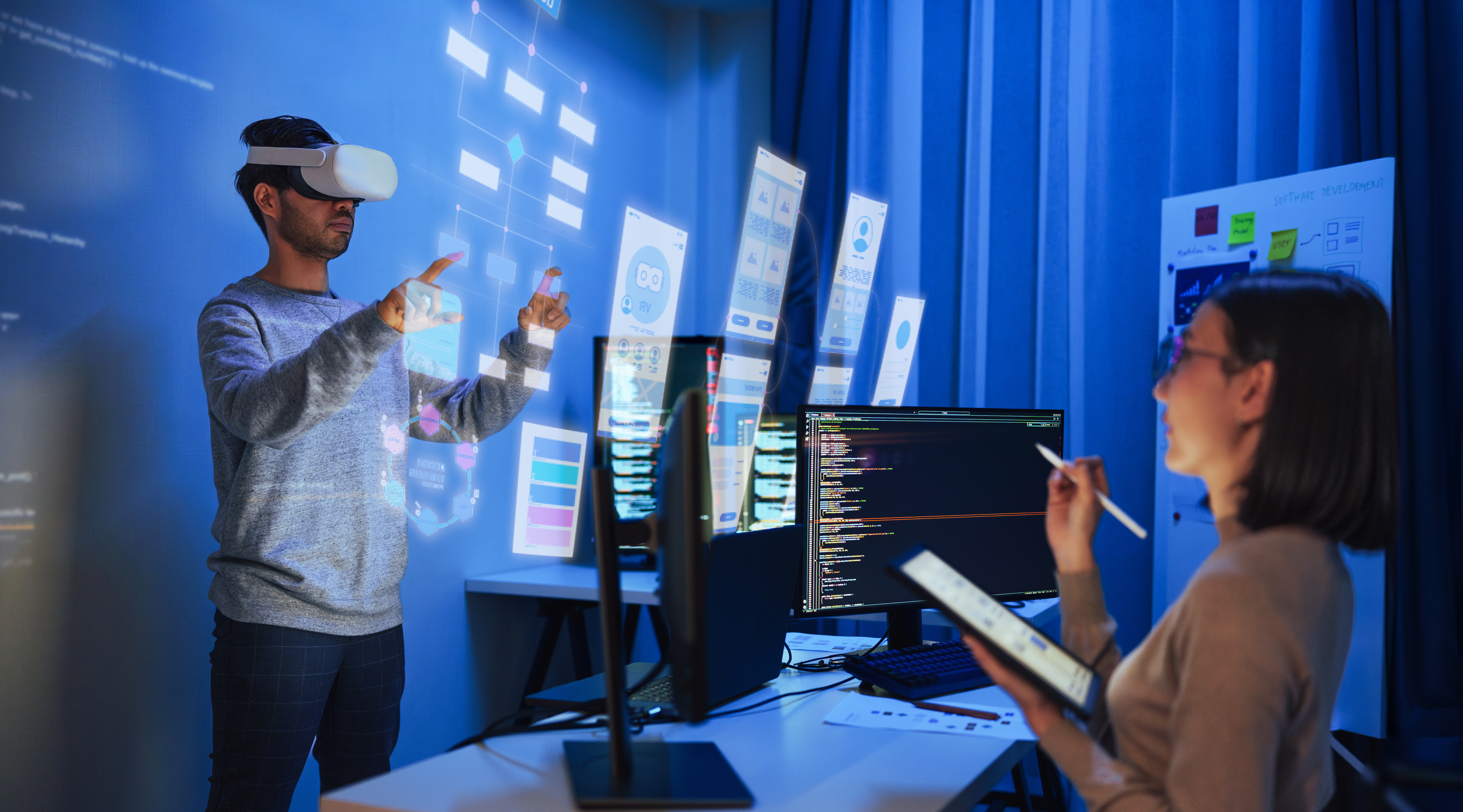 developer uses a vr headset to interact with proje 86f0c83240187fd2fb40