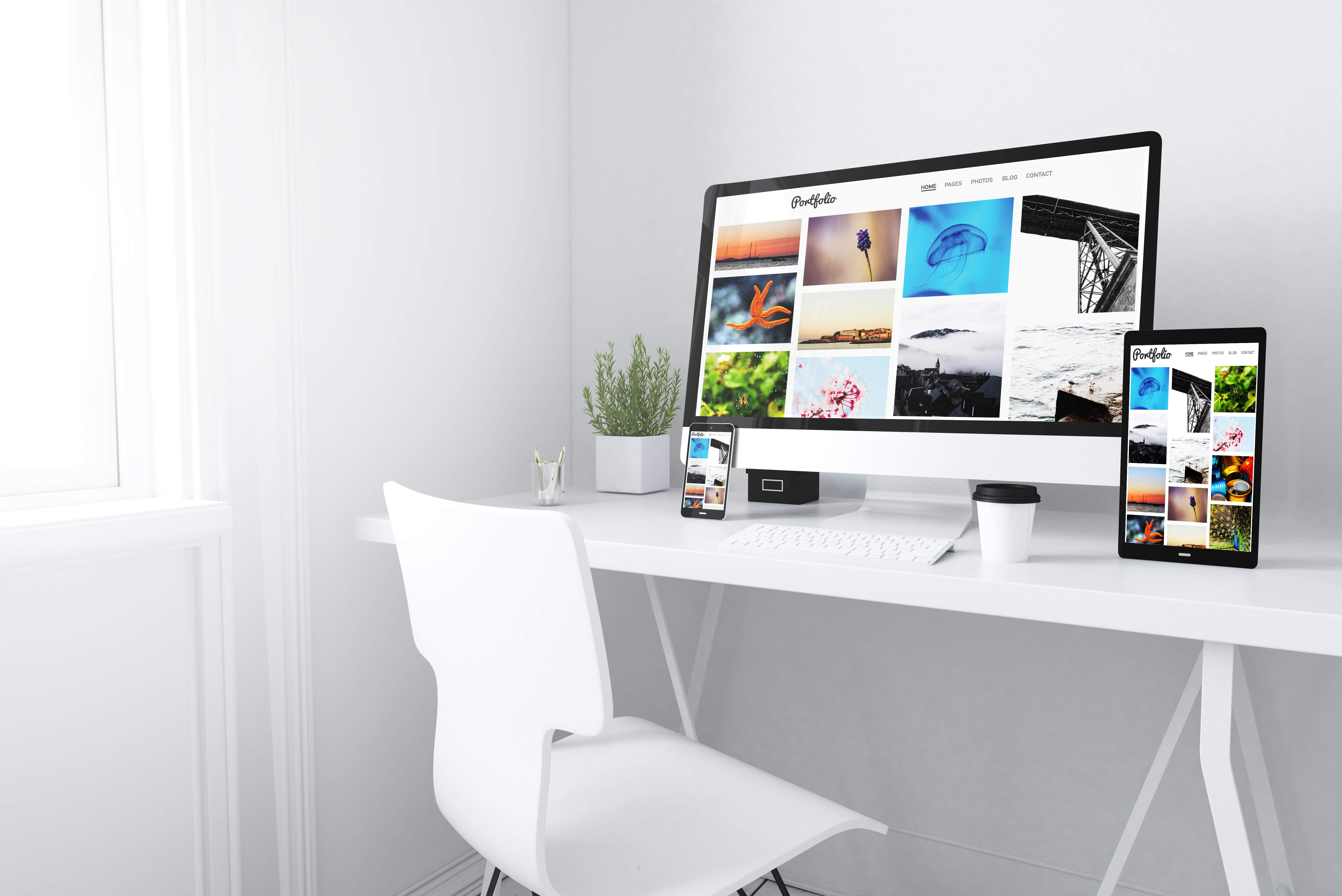 devices on white minimal workspace portfolio 5c2285f845e44f93ecc4