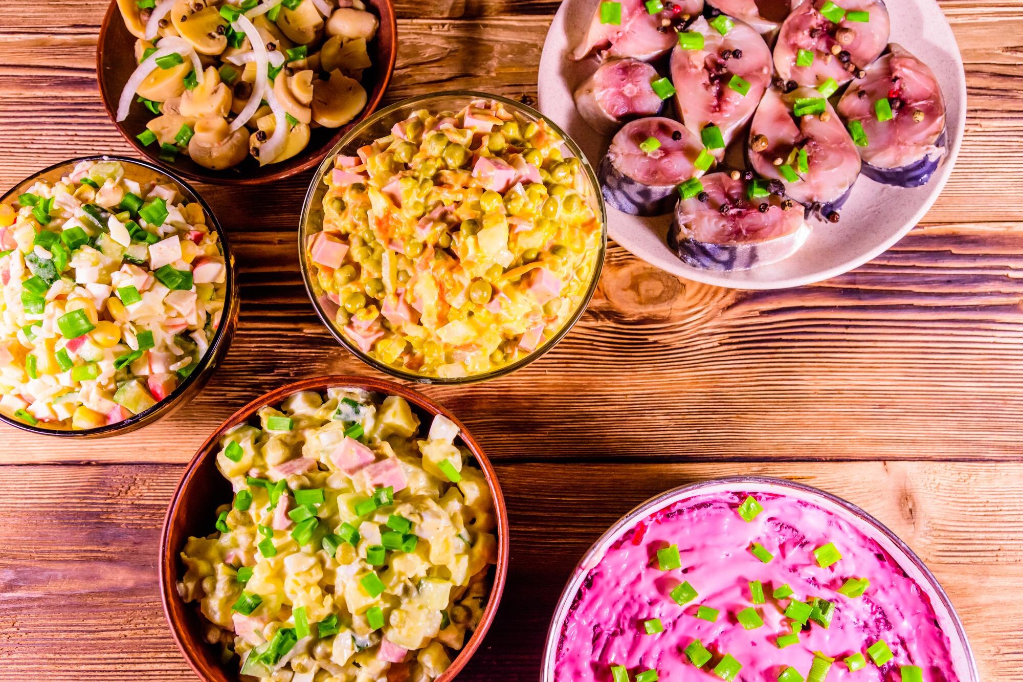 different festive dishes on a wooden table top vie dfef834ef3d9e13745e0