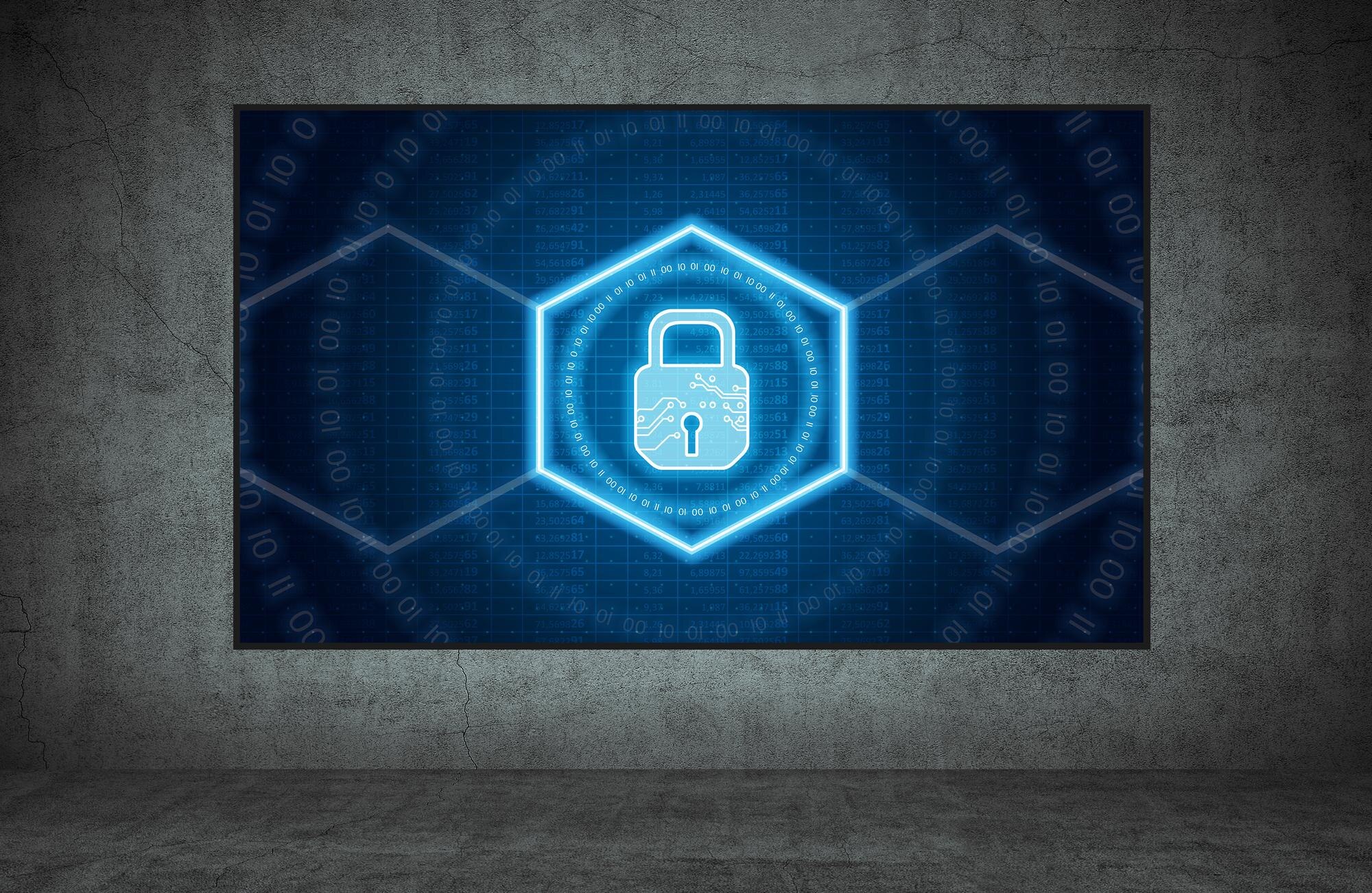 digital lock hologram with circle binary numders o 3dd9110f9ad1f5f01424