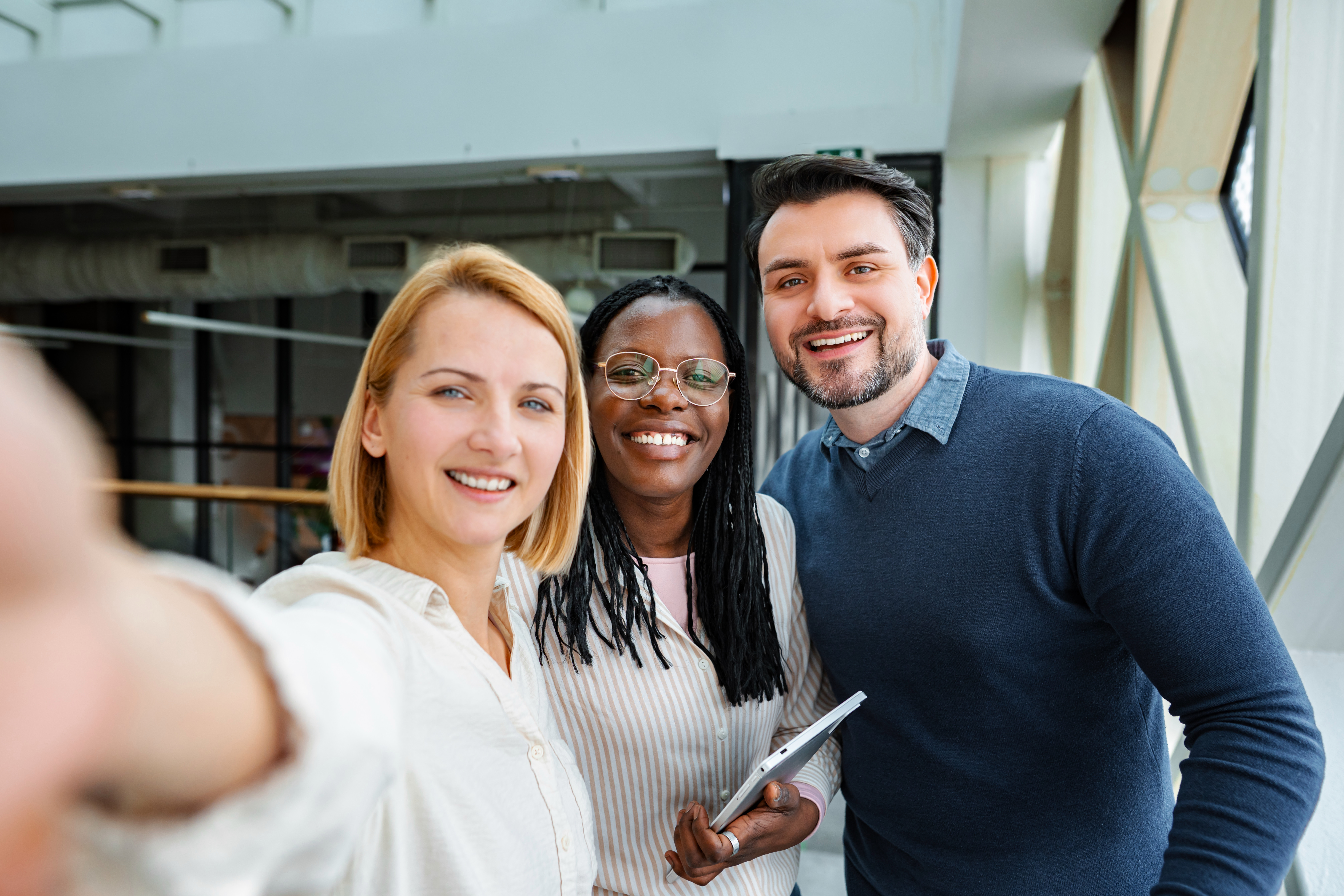 Digital business cards for local businesses and start-ups: one tap, more leads 1 diverse business team taking selfie in modern offi 4cc463eed9d1c82bcf20